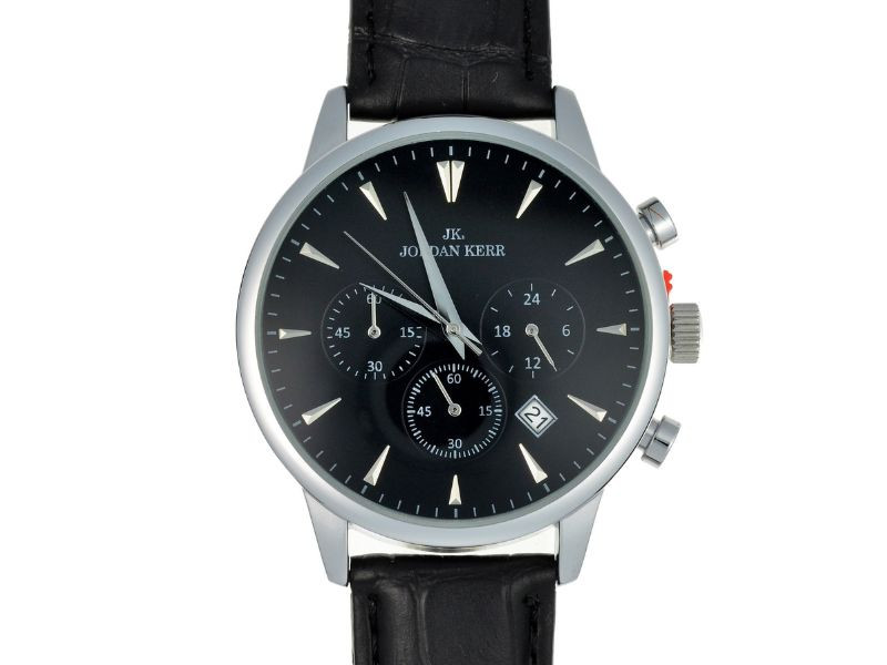 Hodinky pro muže s černým ciferníkem na černém řemínku s datumovkou