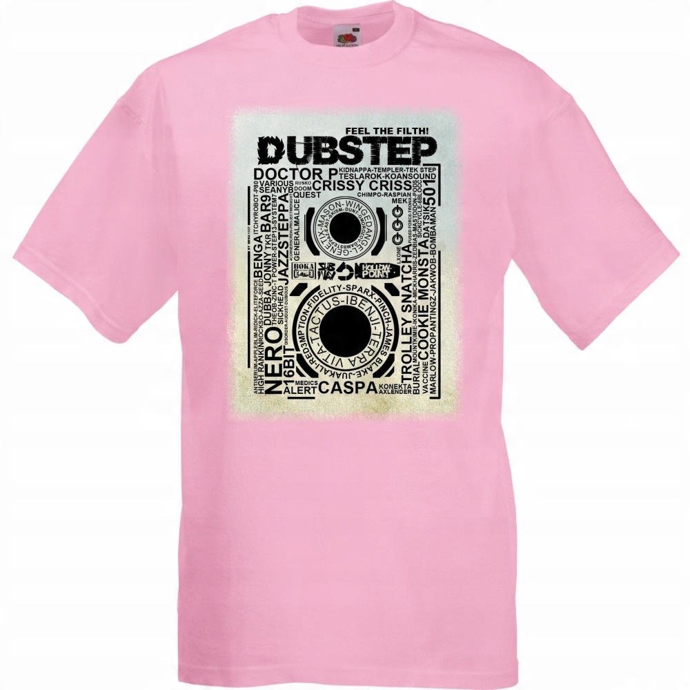

Koszulka z nadrukiem dubstep muzyka dub L różowa