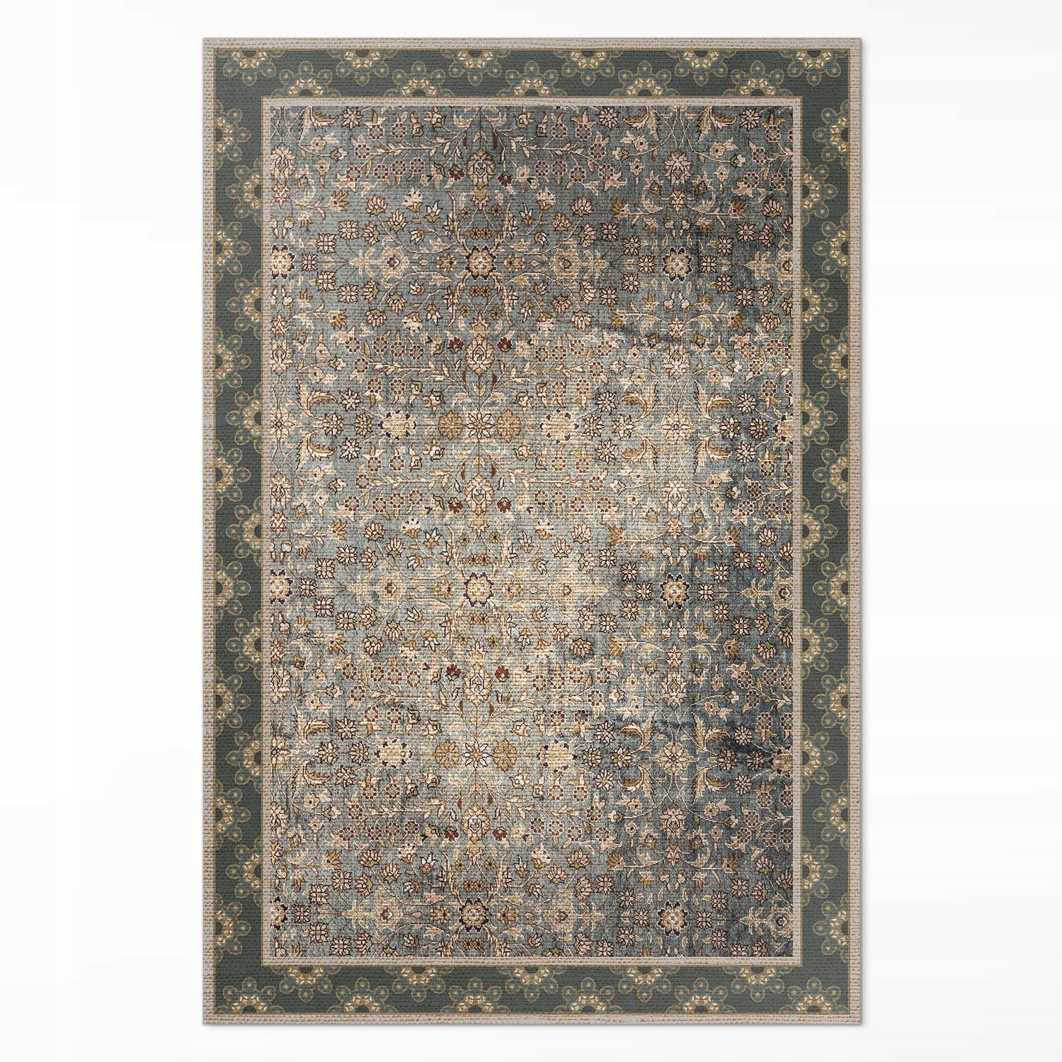Koberec Pod psací stůl Vintage květinový vzor s otřenou texturou 140 x 210 cm
