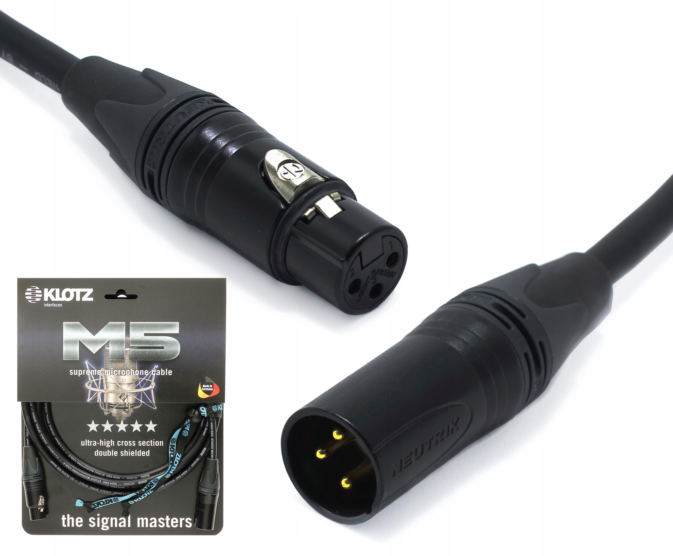 KABEL MIKROFONOWY M5 XLR 3 PIN KLOTZ NEUTRIK 5M CANON MĘSKI ŻEŃSKI