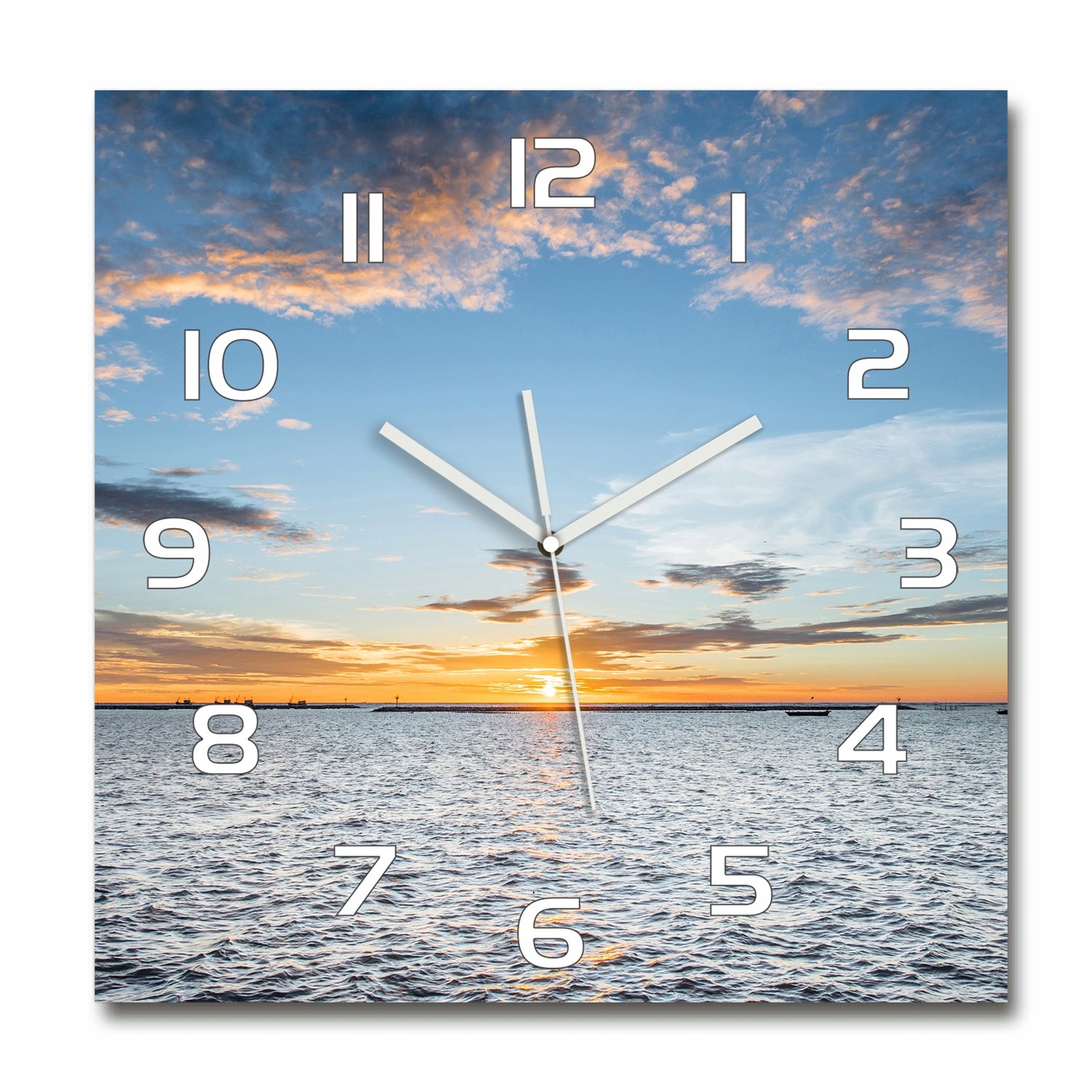 

Cichy szklany zegar Zmierzch nad morzem 60x60 cm