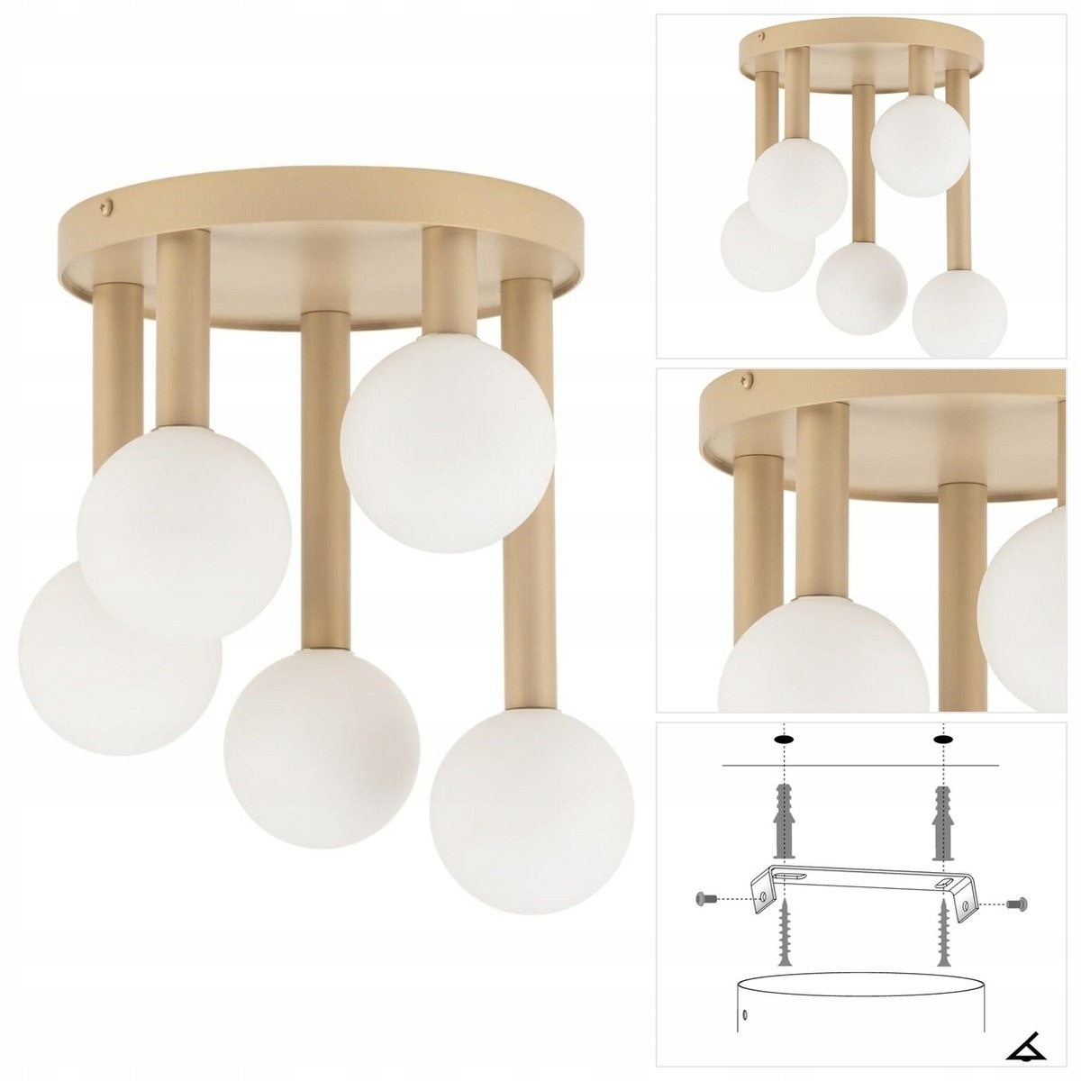 Stropní Svítidlo Perla 5 zlatý, moderní přírodní světlo v obývacím pokoji Sigma Lighting
