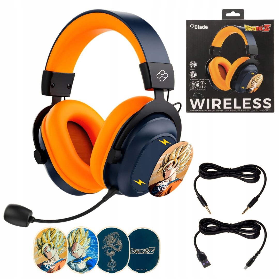 Bezprzewodowe słuchawki Dragon Ball Z Led, Bluetooth, PS5, Pc, Switch, Xbox