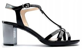černé dámské kožené sandály na podpatku Sala 38