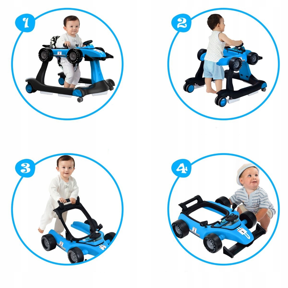 Chodzik 4 w 1 Jeździk z regulowaną wysokością Marka Costway