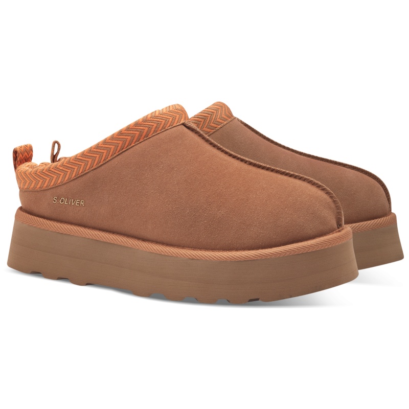 sandále Pantofle kožíškem s.Oliver 5-27104-43 Cognac kůže Vel. 40