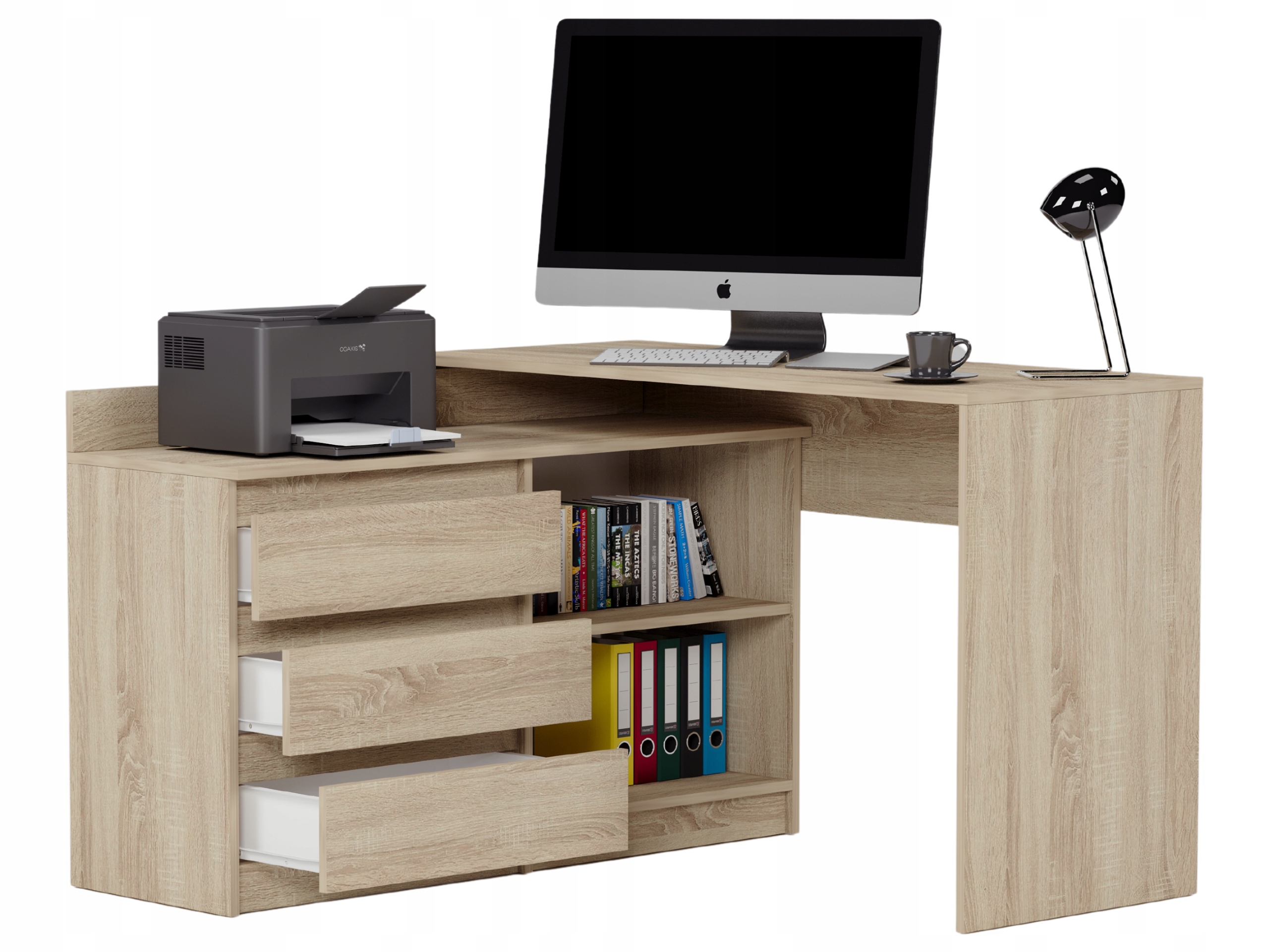 Biurko narożne i komoda zestaw 120x50 sonoma N-15