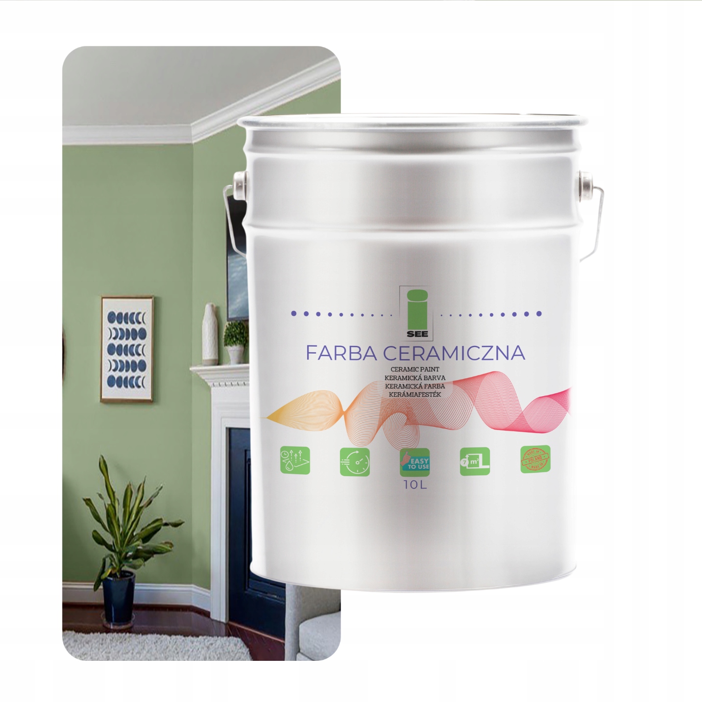 Keramická Farba Na Steny Umývateľná Zelená Šalviová 10 L, Odolná Voči Škvrnám
