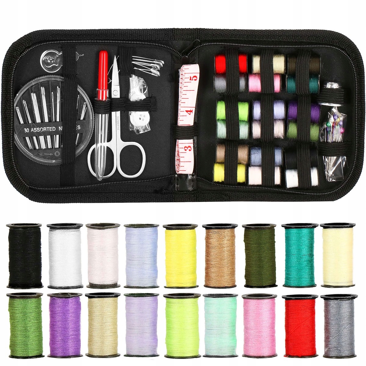 Krejčovská Sada Šicí Pomůcka XL Pouzdro Nitky 70 el Velké Nitě+jehly