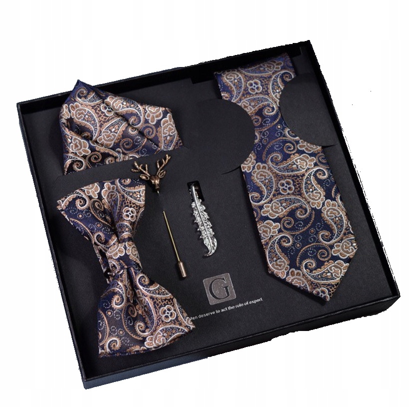 TYLKO ON – ELEGANCKI ZESTAW MĘSKI: KRAWAT, MUCHA, SPINKI, POSZETKA