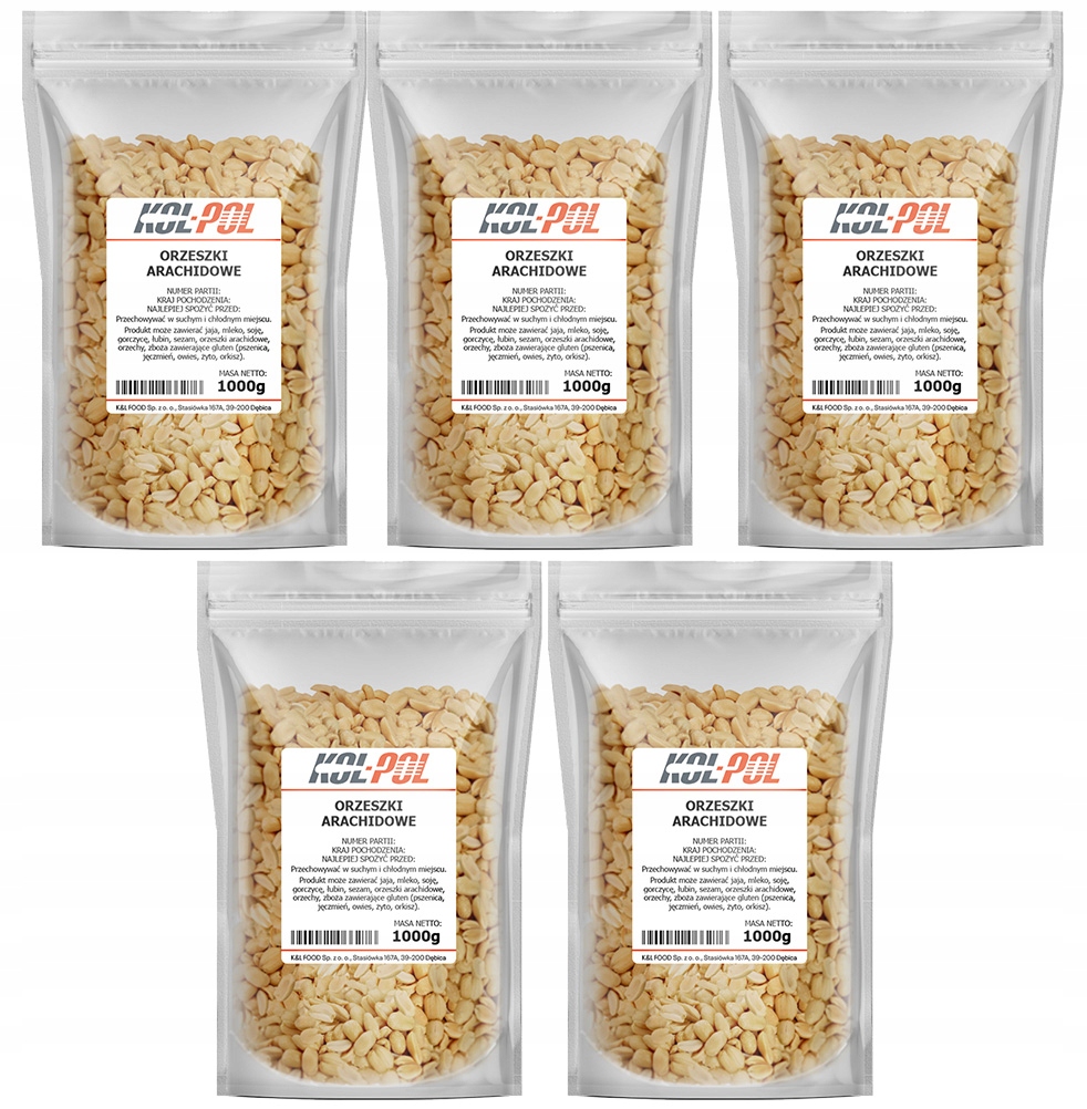 Levně Arašídy 5 kg Pražené arašídy Bez soli, vysoká kvalita Kol-Pol