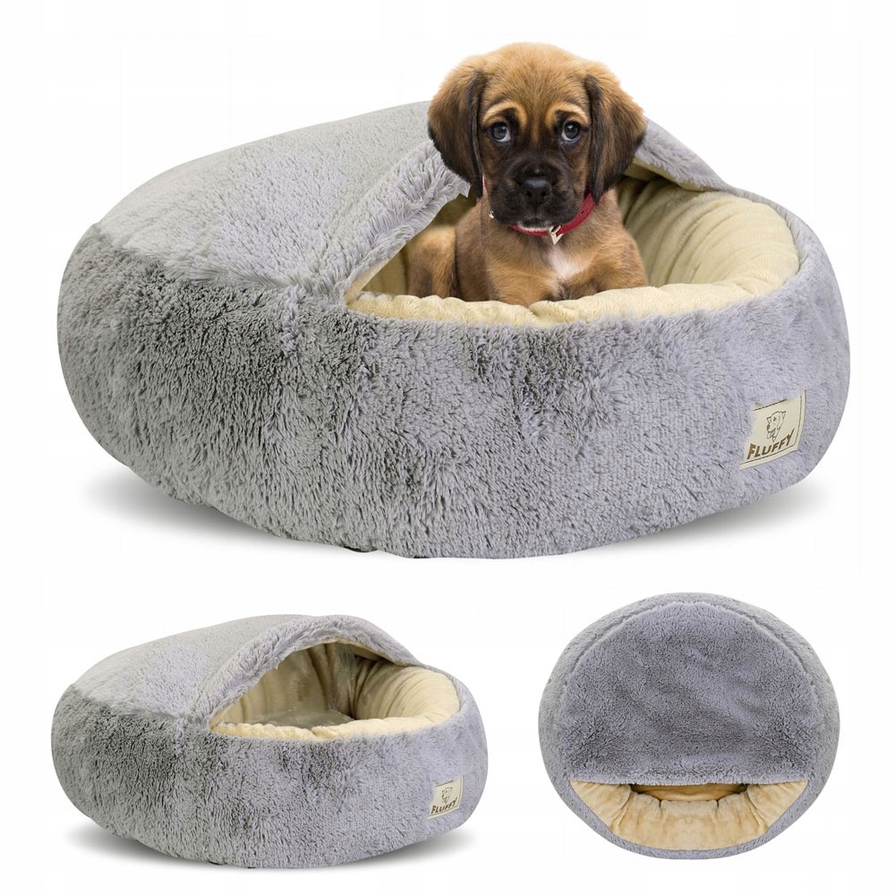 Levně Pelíšek Pro Psa Kočku Polštář měkká kotec potah 80 cm Fluffy šedá