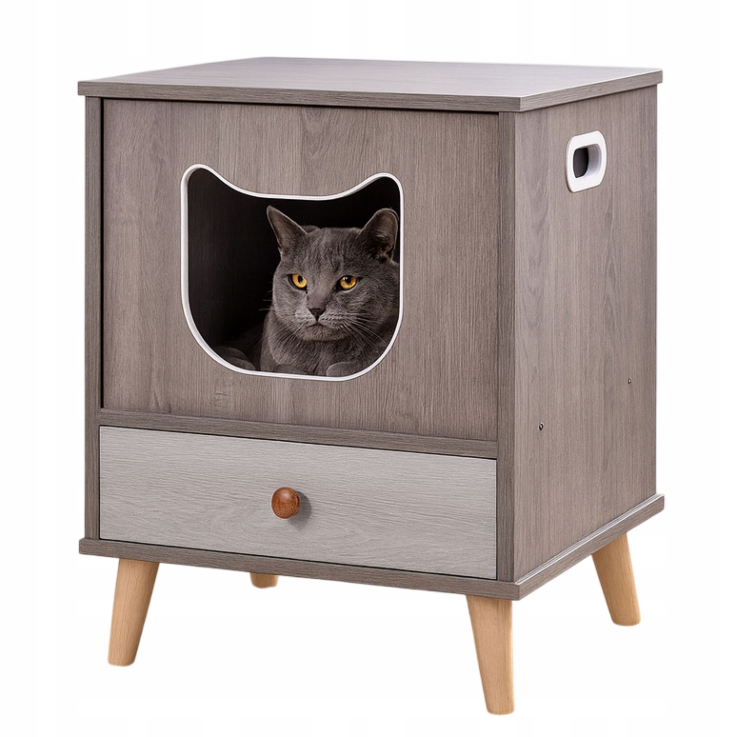 Levně Pelíšek pro kočky domeček s plyšovým polštářem, měkké, 45 x 40 x 48 cm