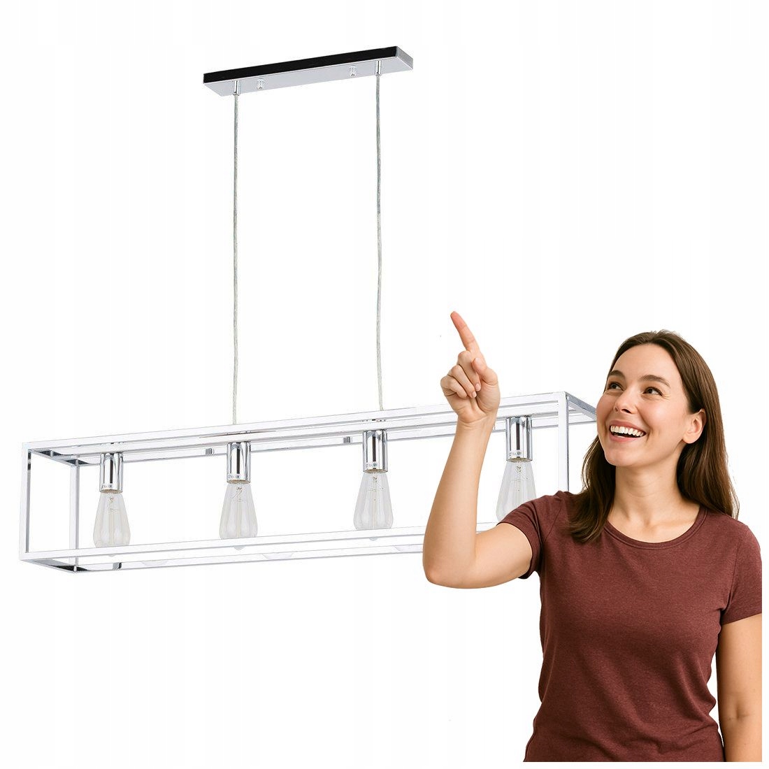 Chrómovaná závesná lampa Sigalo 4-bodová Italux