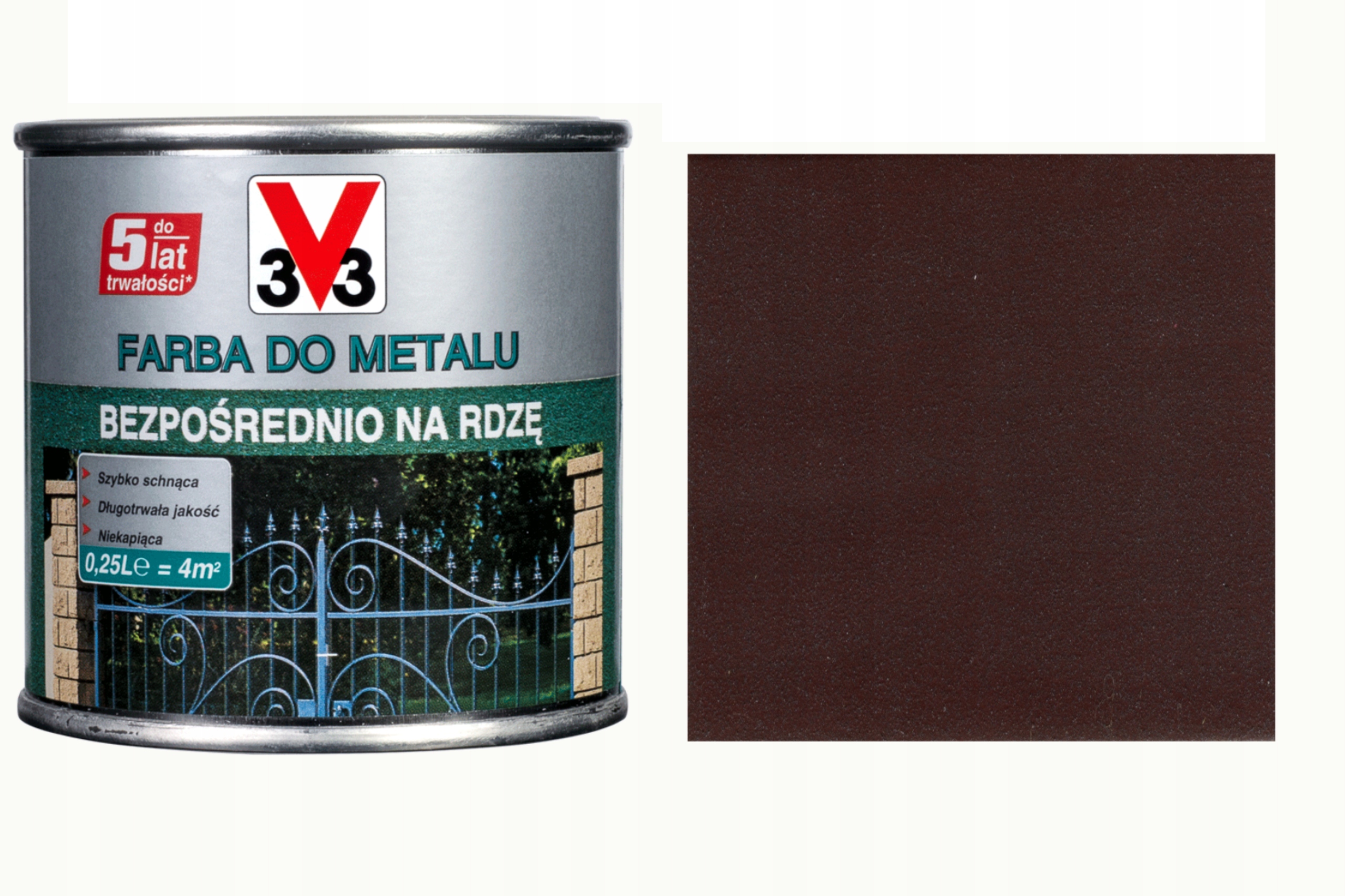 

V33 Farba Do Metalu Na Rdzę Brązowy Mat 0,25L