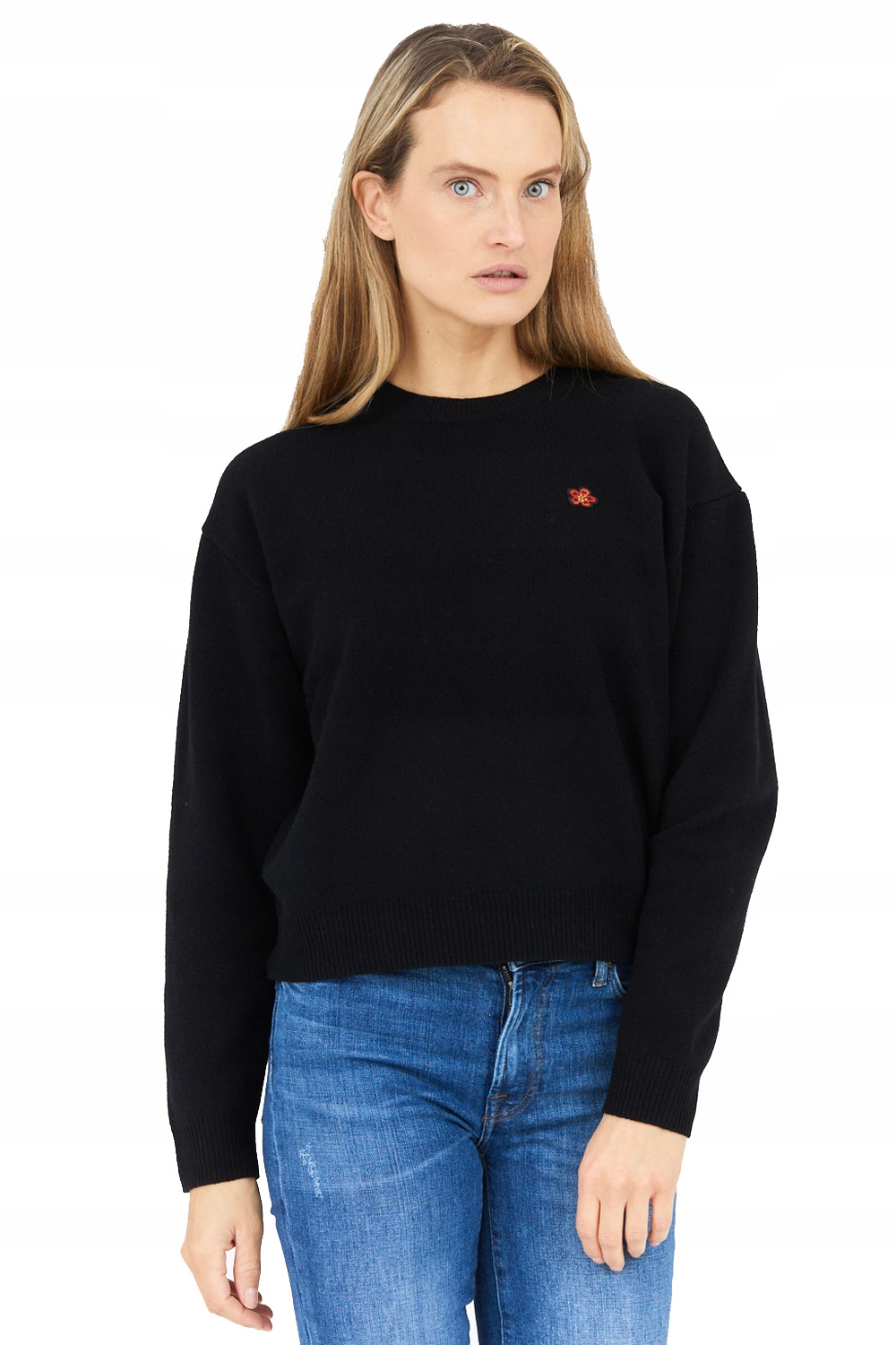 Kenzo Paris Černý dámský svetr s květinou, velikost Xs