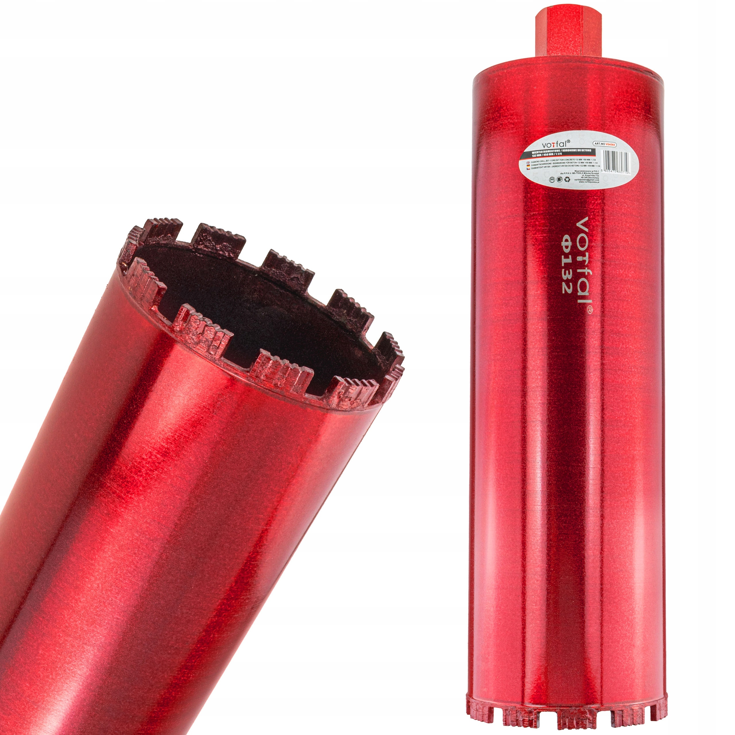 Wiertło Koronowe Diamentowe Do Betonu 132 x 450mm Wiertnica Otwornica