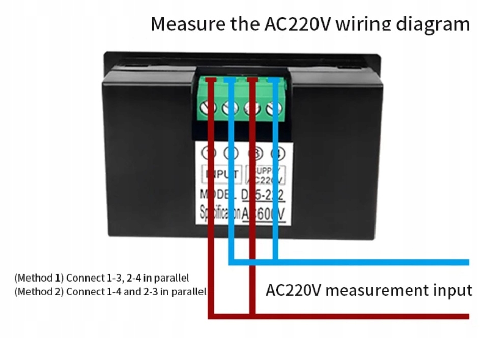 Woltomierz Cyfrowy Panelowy LCD Miernik Napięcia AC 600V Model ZD359855-BlueDC0-600V