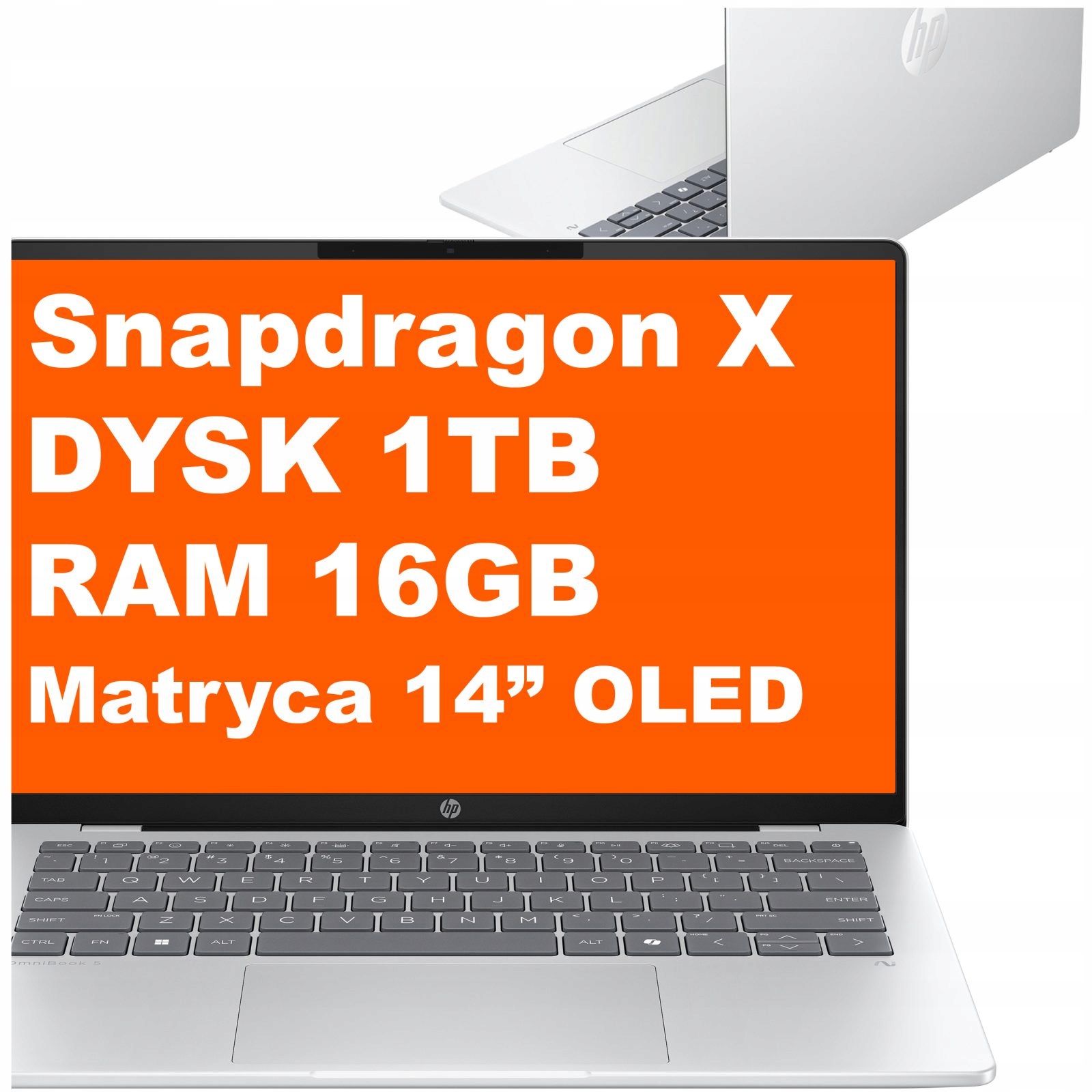 Laptop Biznesowy Hp OmniBook 5 14-he Snapdragon X 16GB 1TB 2k W11 Srebrny