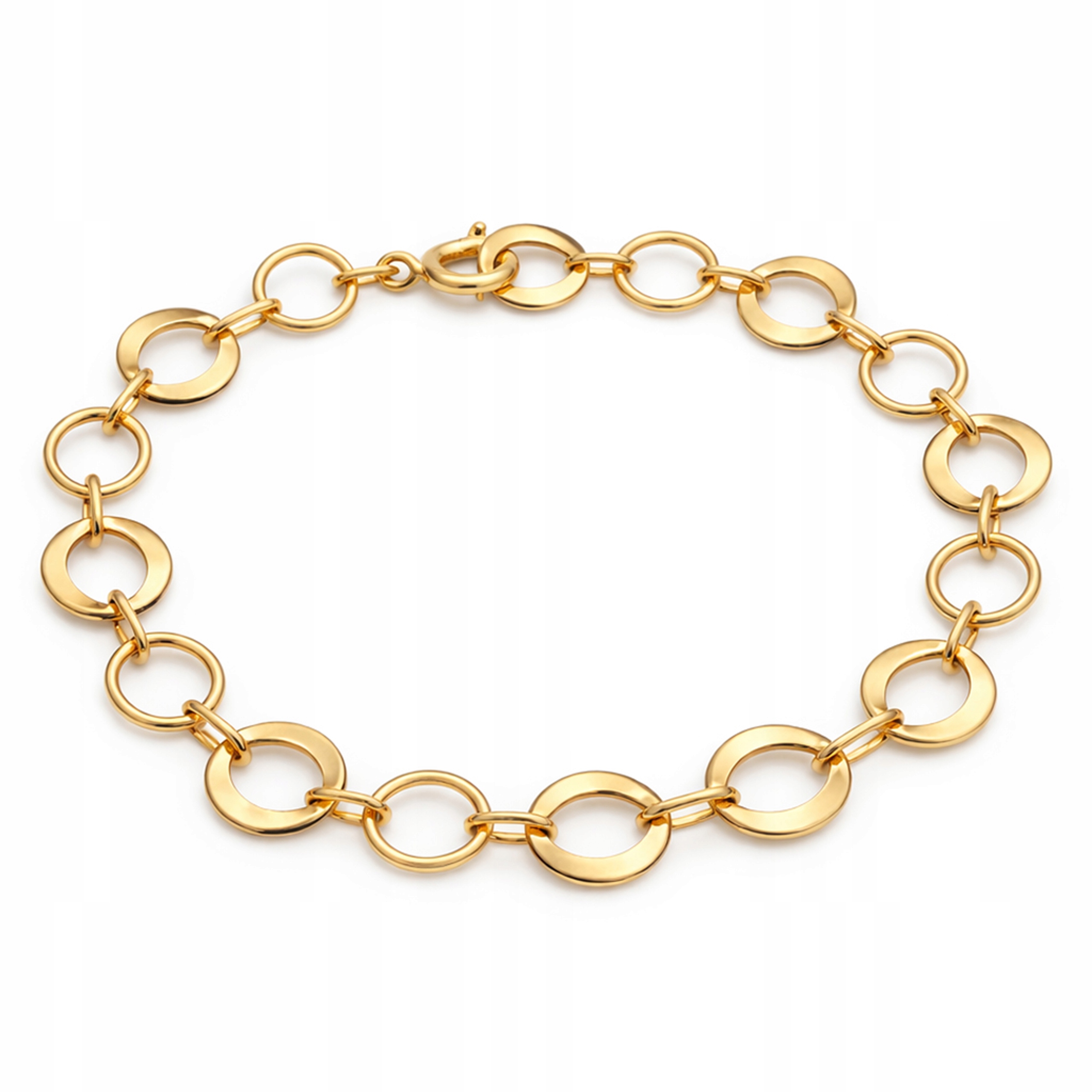 Zlatý náramek Kolečka Rolo Široká personalizovaná délka Stříbro 925