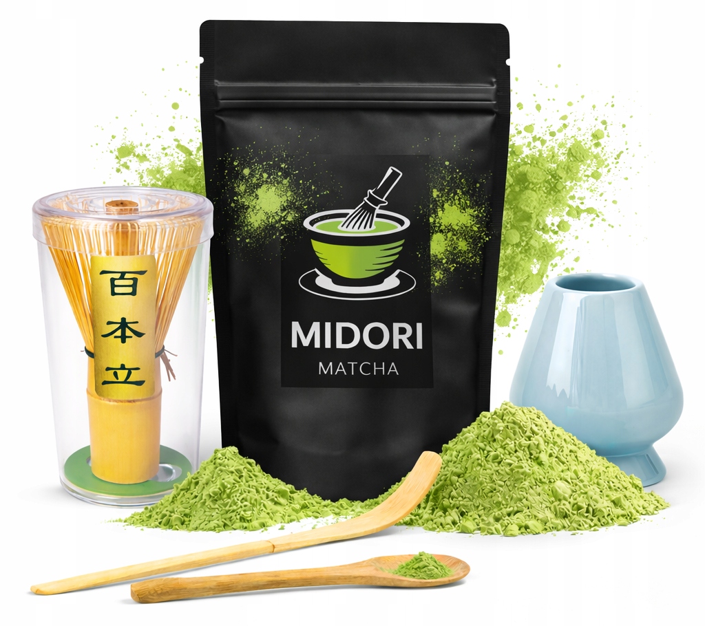 Sada japonská Matcha 50g 4 doplňky dárková sada Midori