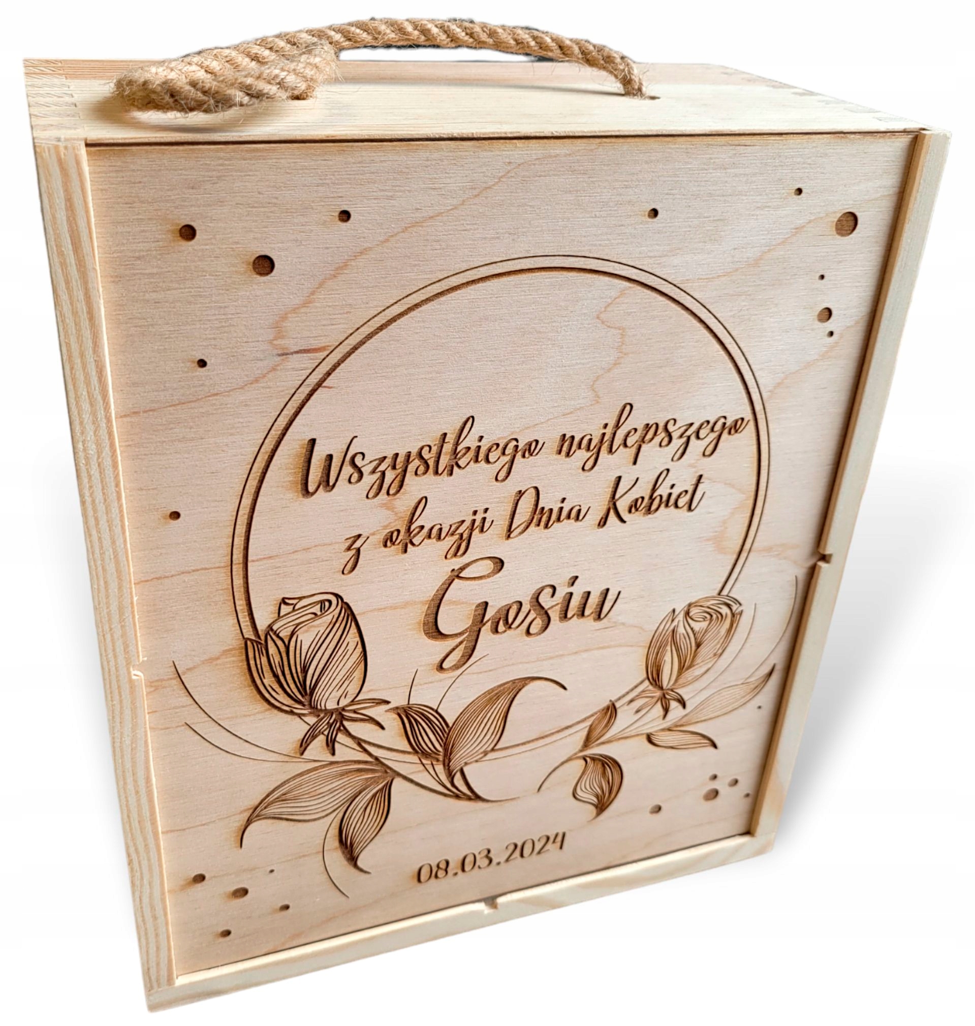 Drewniane pudełko, skrzynka na miód, prezent, Grawer