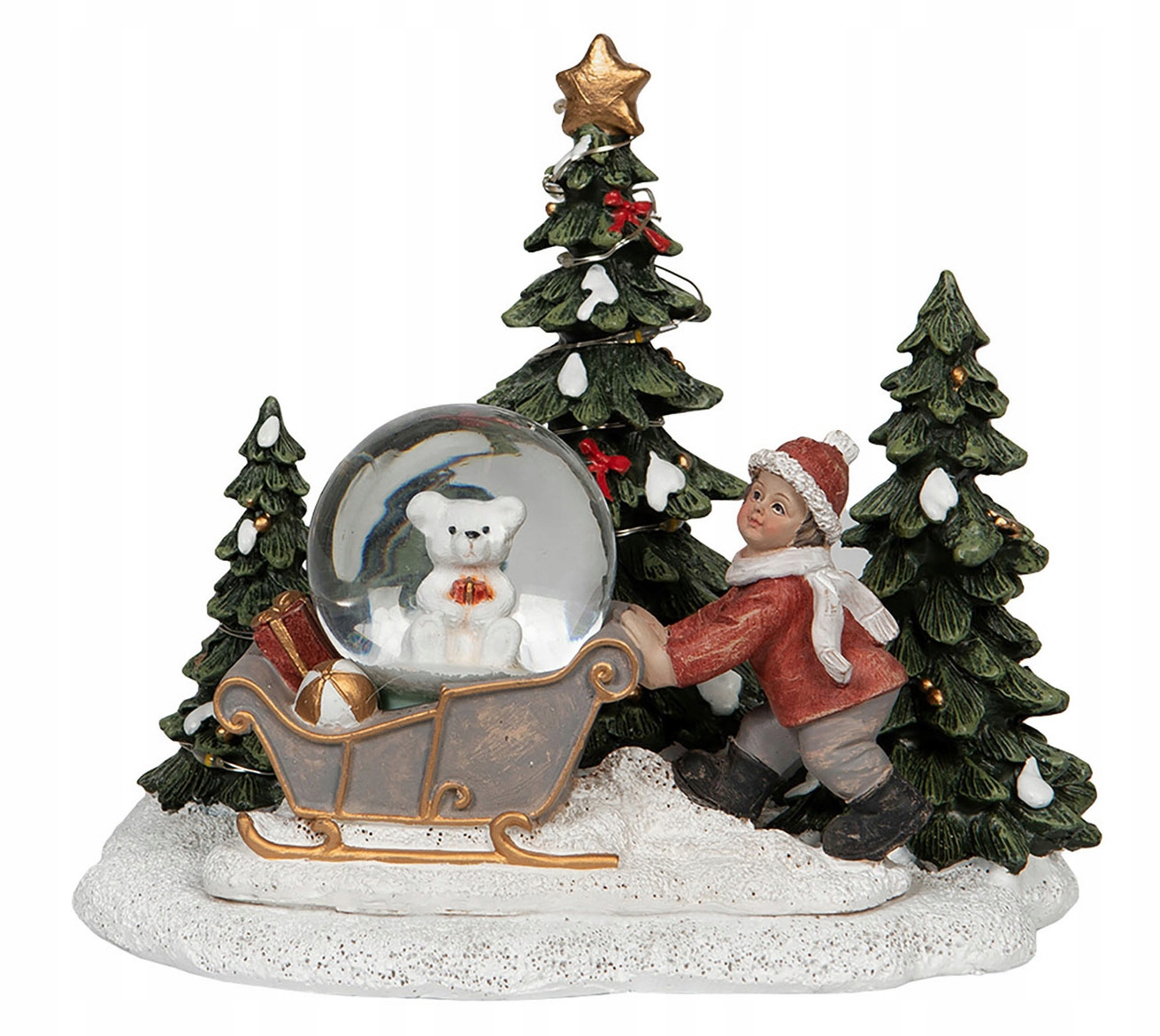 Skleněná Led Sněhová Koule Vánoční Medvídek Podsvícená Na Vánoce Dárek