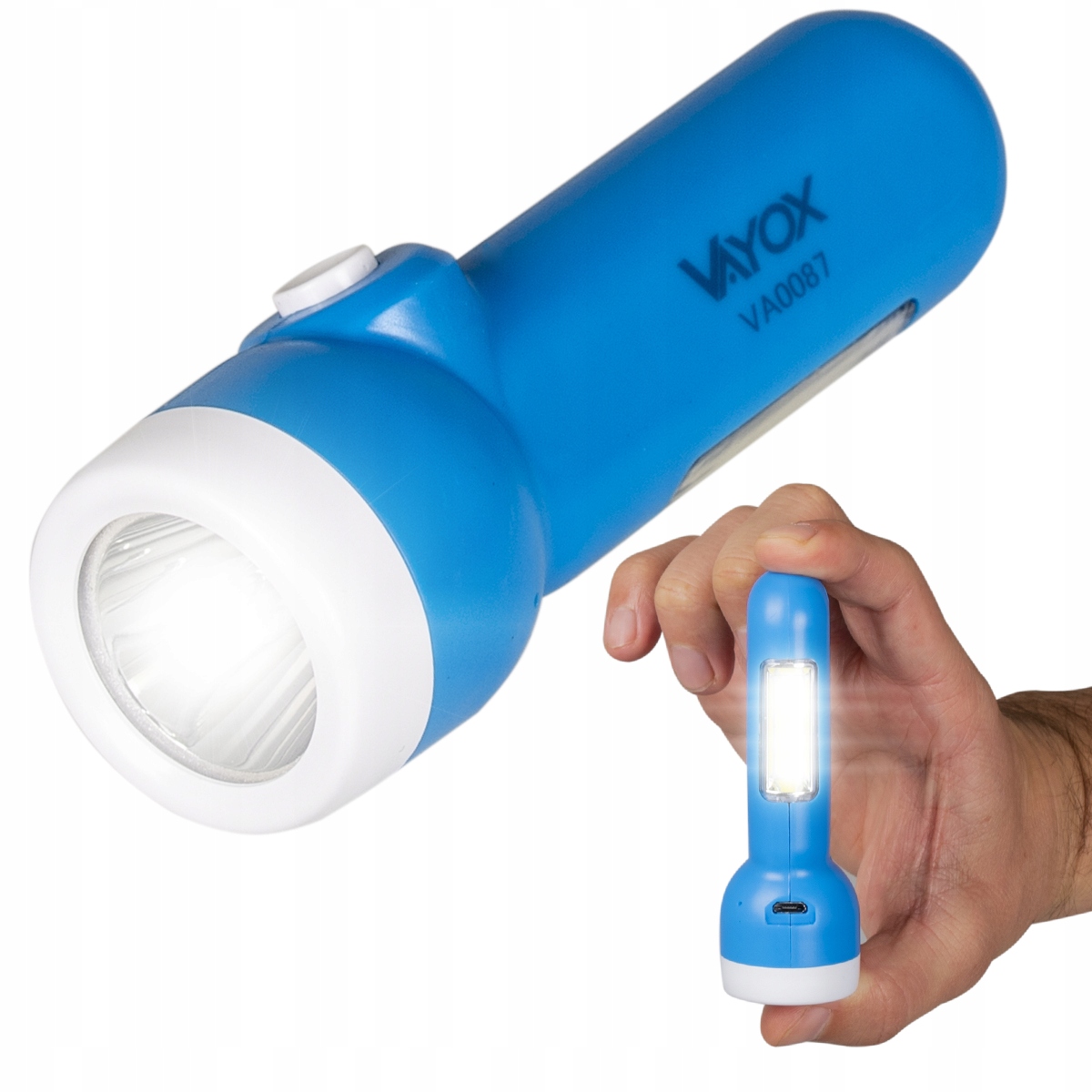LATARKA LED KIESZONKOWA COB TAKTYCZNA USB VAYOX
