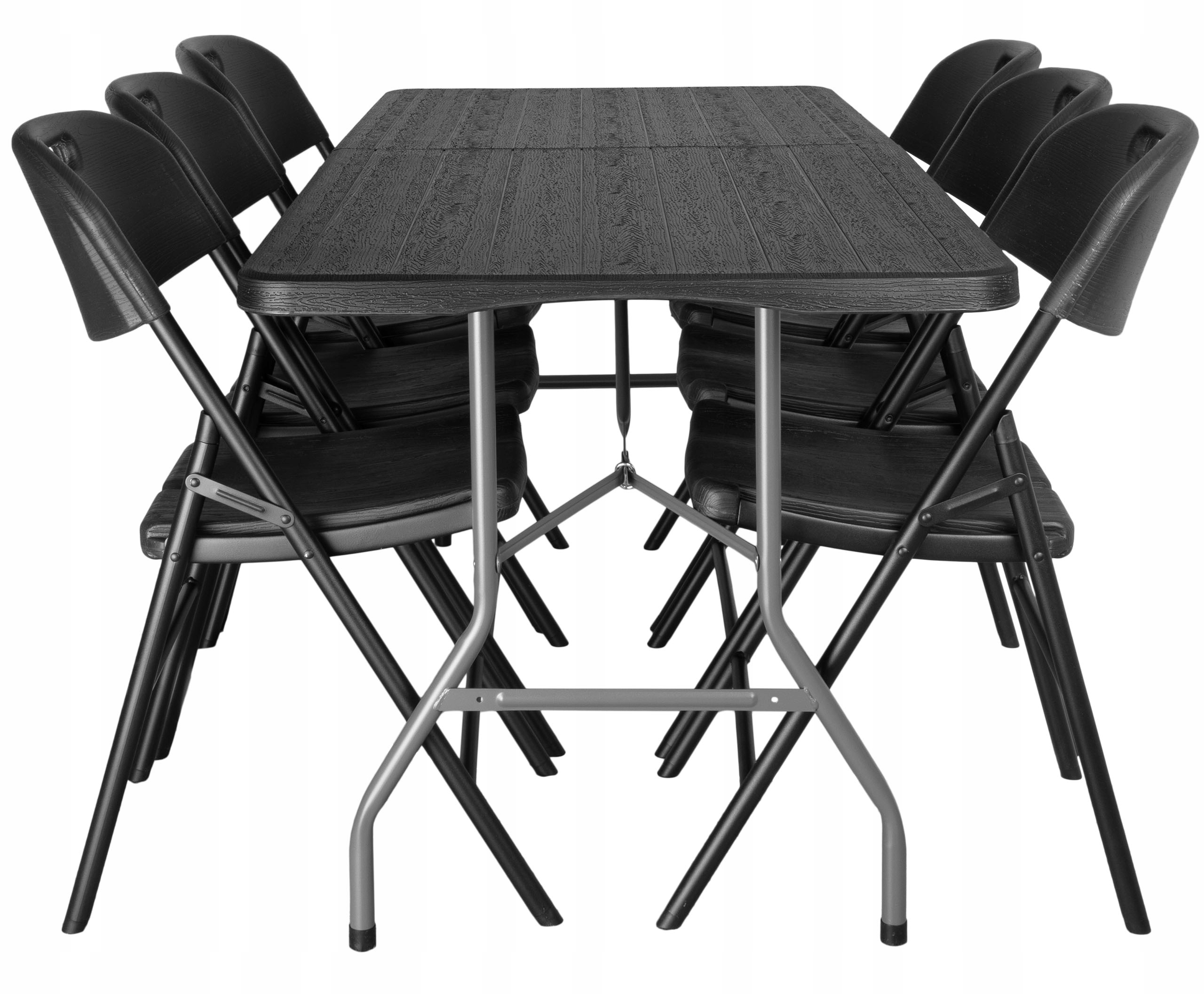 Cateringový Set Stůl 180 CM 6 Zahradních Skládacích Banketových Židlí