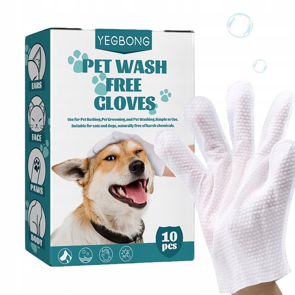 Levně Rukavice Ubrousky Na Mytí Psa A Kočky Pro Čištění A Péči O Psy