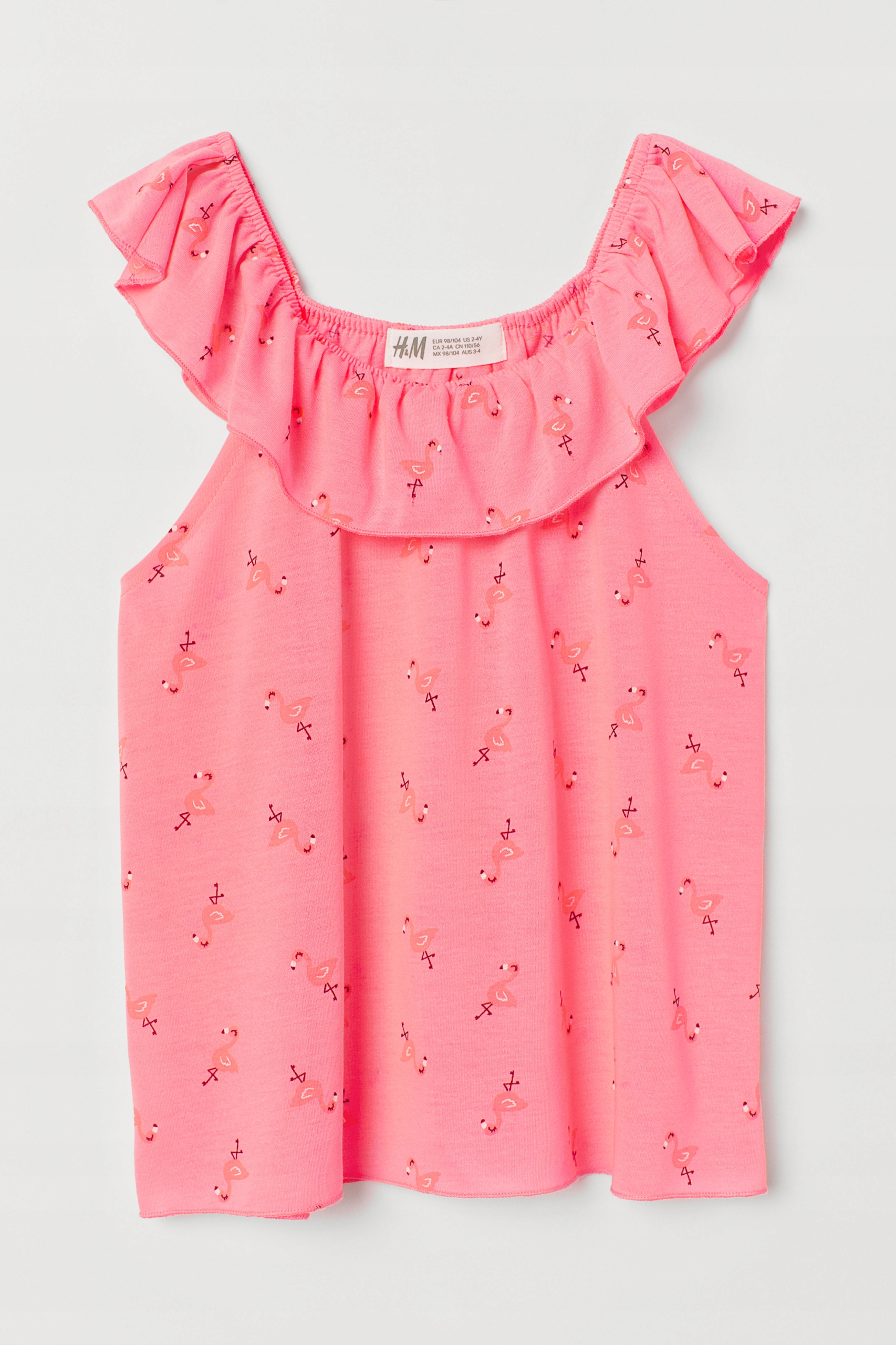 H&M śliczna bluzeczka z falbanką FLAMINGI r. 98 /110 j. Nowa