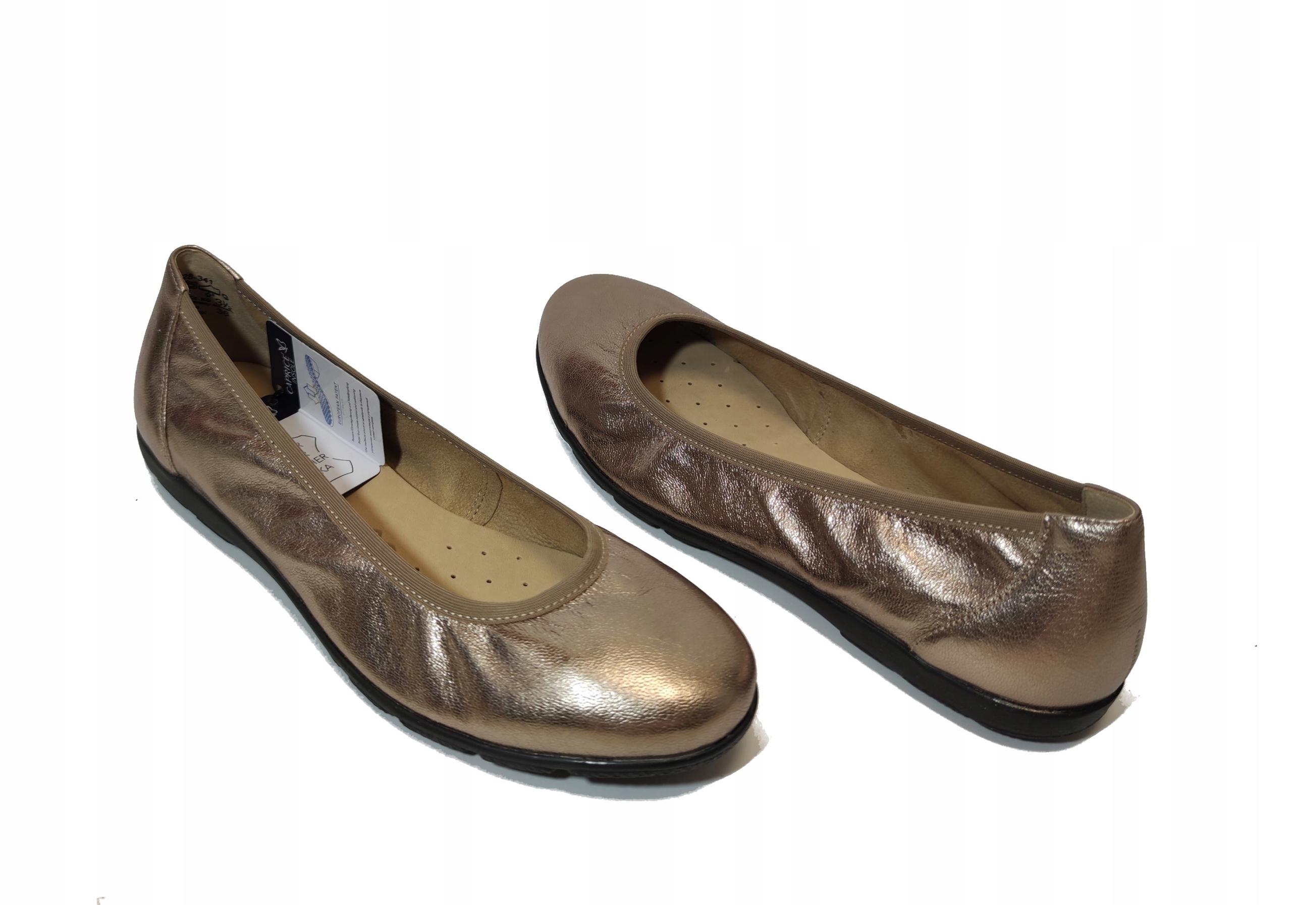 Baleríny Caprice kůže komfort 22150 taupe met r36