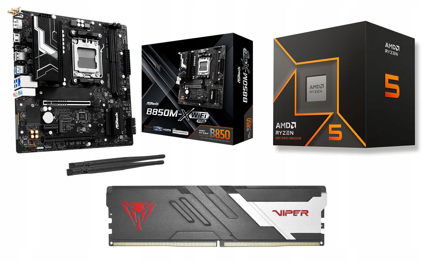 Zestaw Amd Ryzen 5 9600 B850M-X Wifi R2.0 16GB 6000