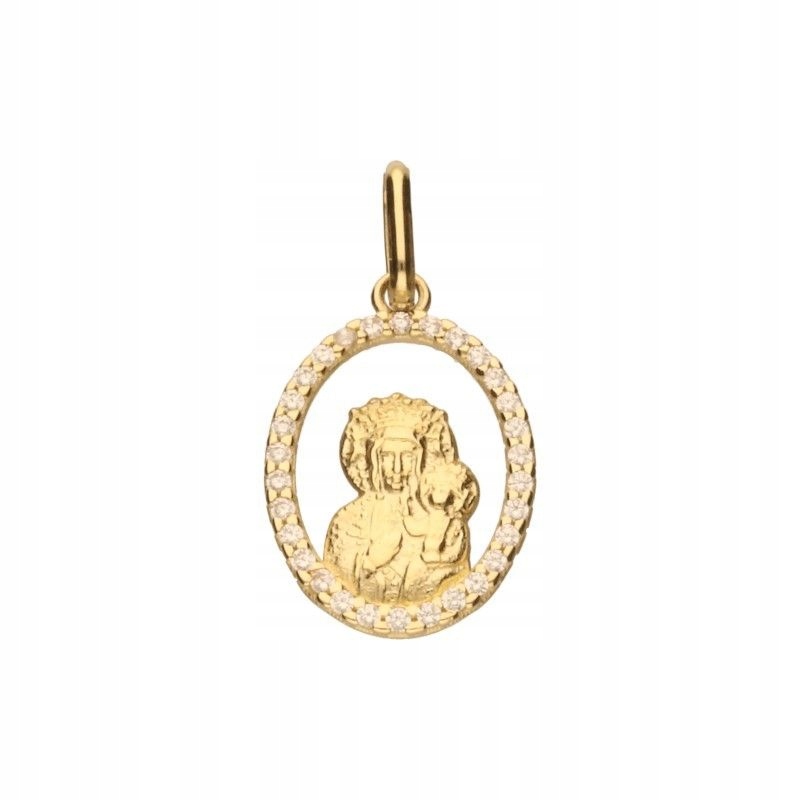 Zlatý Medailonek Panna Maria Čenstochovská Křest Svaté Přijímání Zlato pr. 585 MZ5