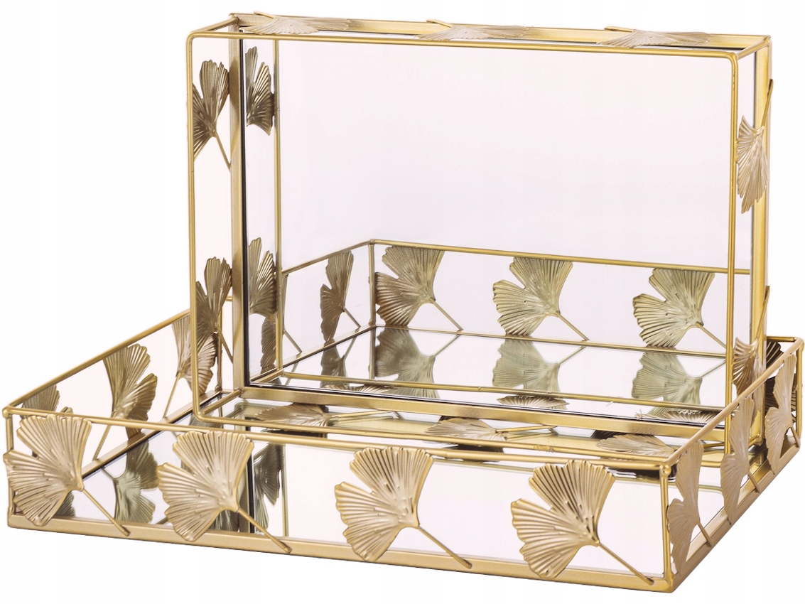 Glamour Sada 2 podnosů s Lustrem Zlatá