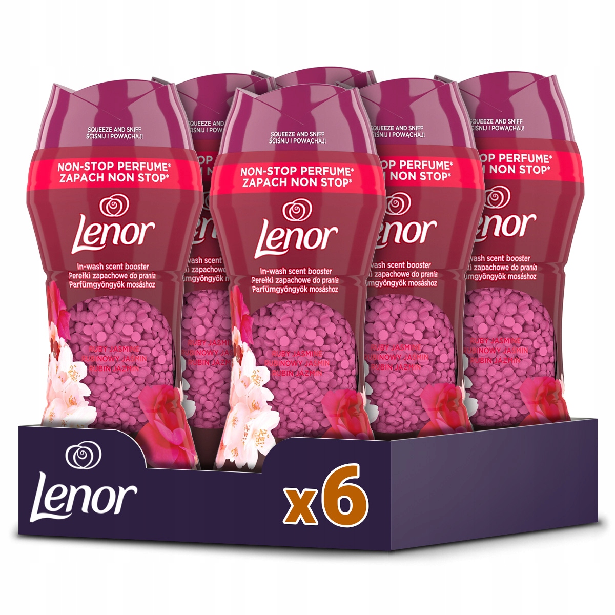 Zestaw Lenor perełki zapachowe do prania Ruby Jasmine 6x195g