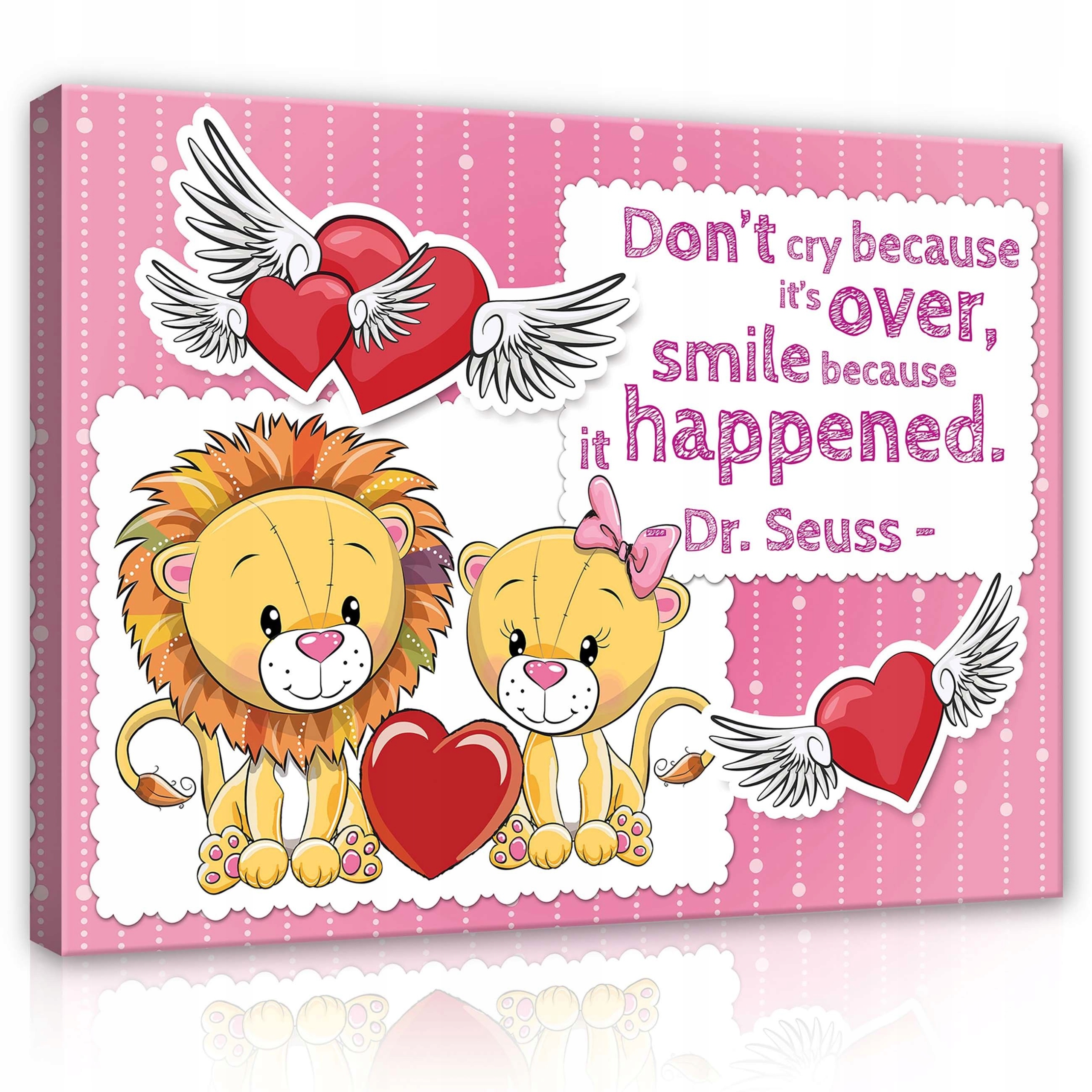 Obraz 80x60 Mýdlo animovaná pohádka lvíčata srdce růžová, motivační citáty