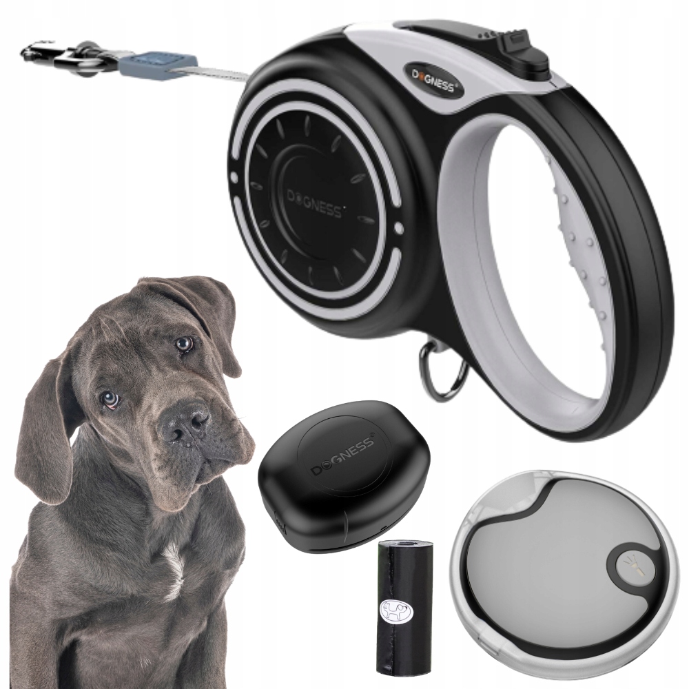 Smycz Dla Psa automatyczna Taśma blokada akcesoria Dogness 5m do 50 kg XL