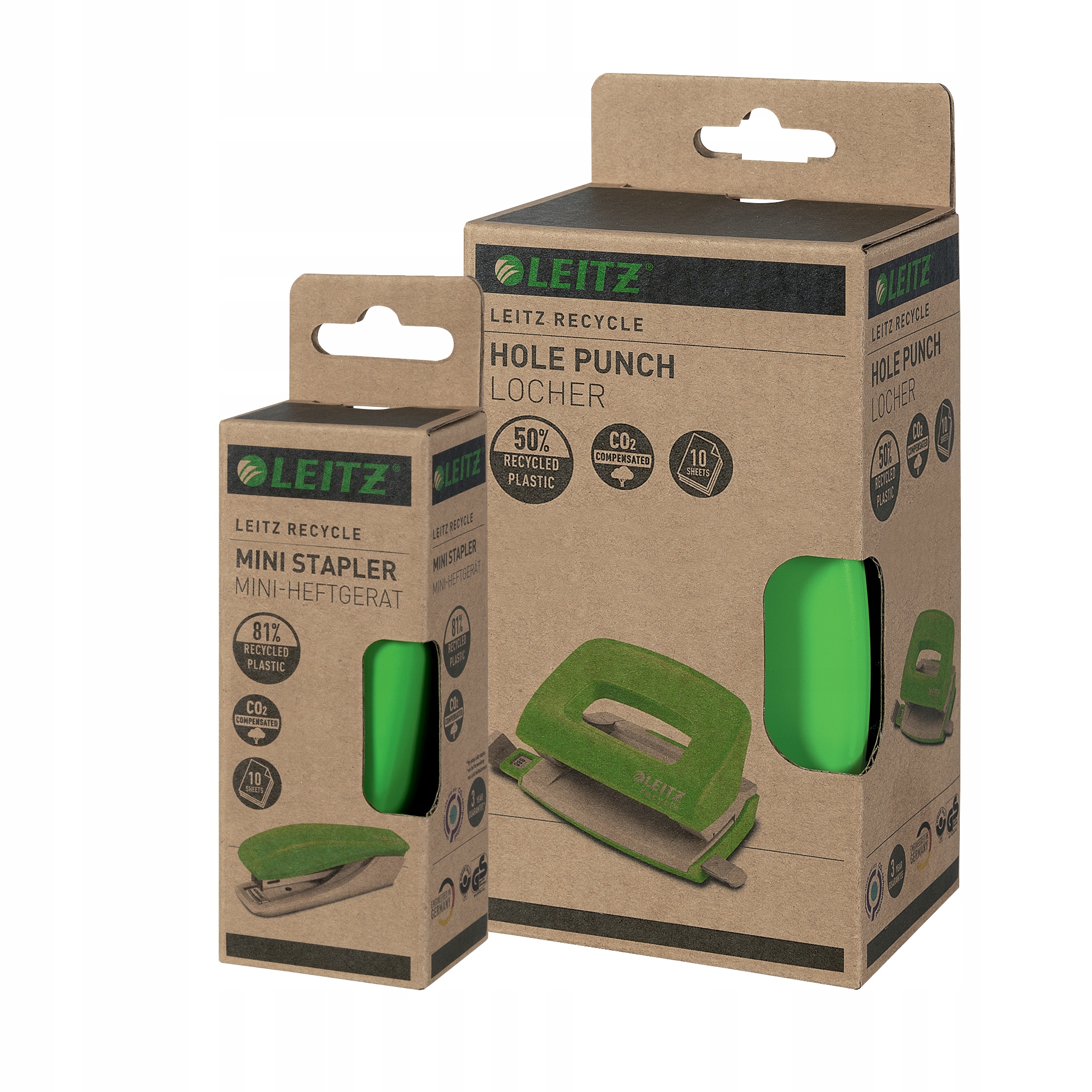 Zszywacz mini Leitz NeXXt Recycle, zielony 10 kartek 56170055 EAN (GTIN) 4002432135417