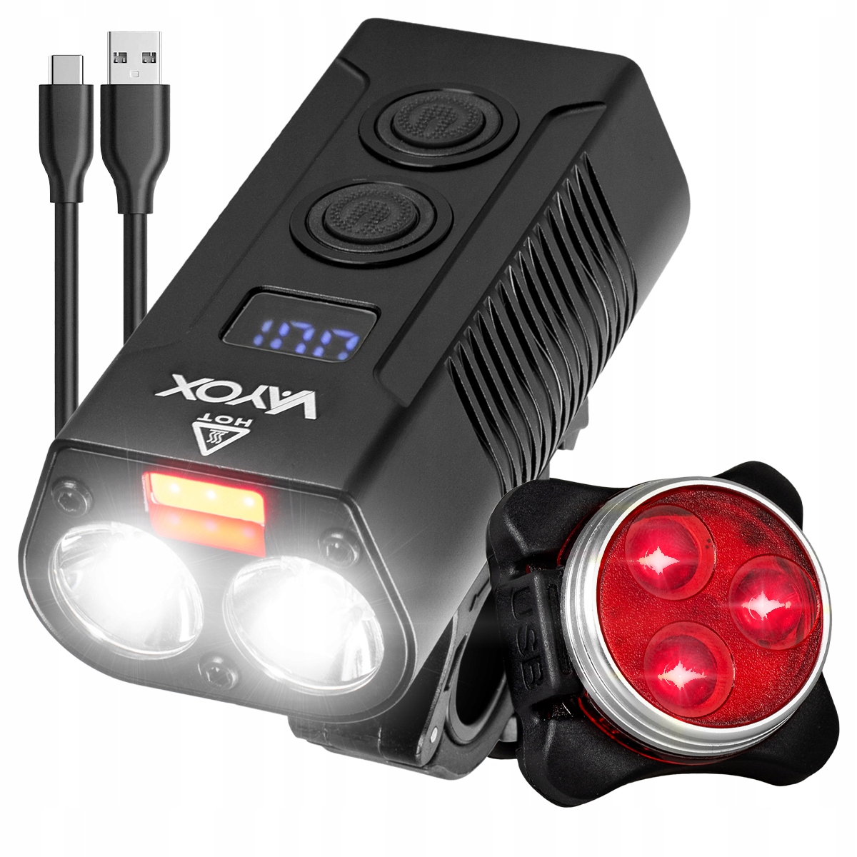 Přední A Zadní Světlo Na Kolo Led Powerbanka Sada Pro Vayox