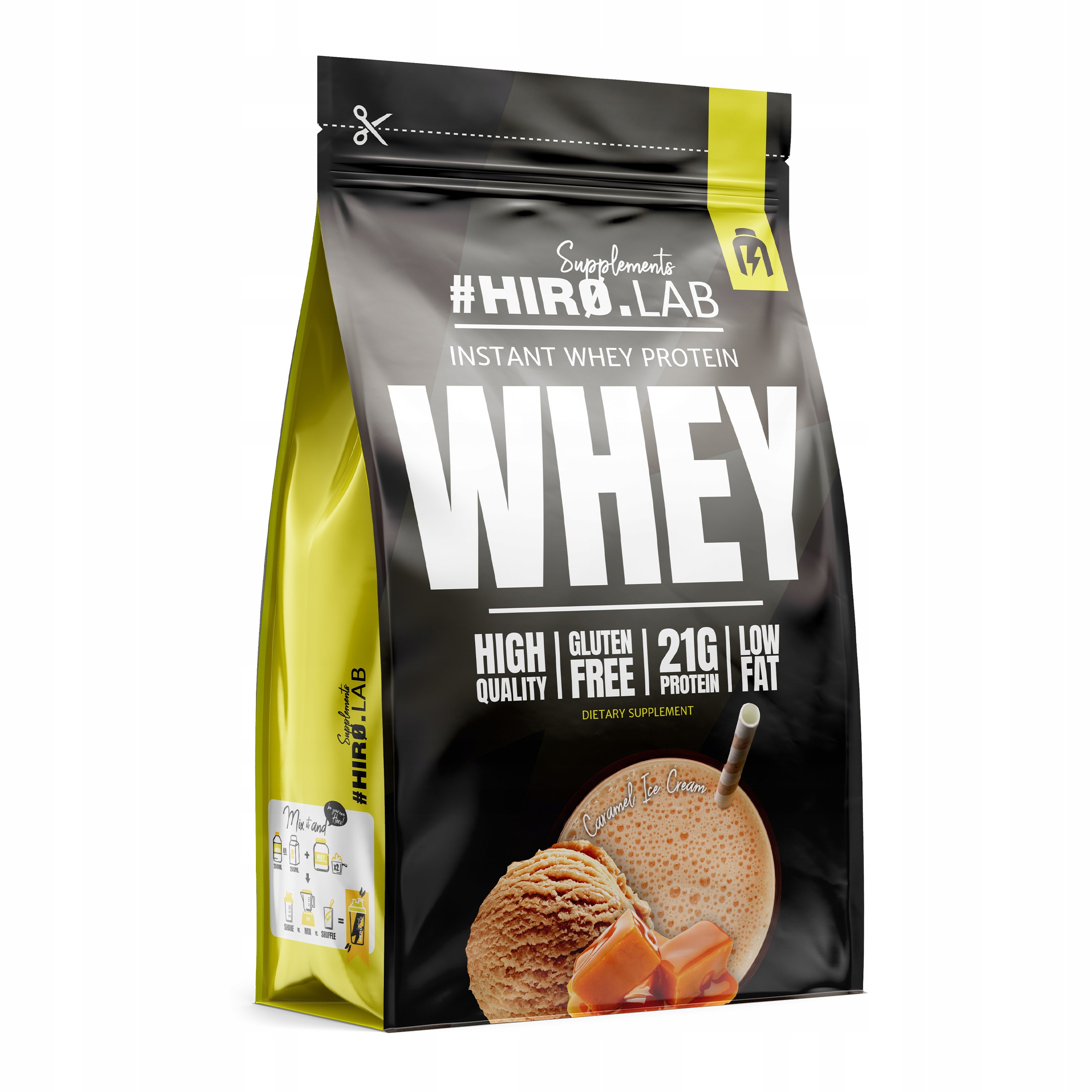 Protein Koncentrát Wpc Hiro.lab 750 g Karamelová zmrzlina bez cukru