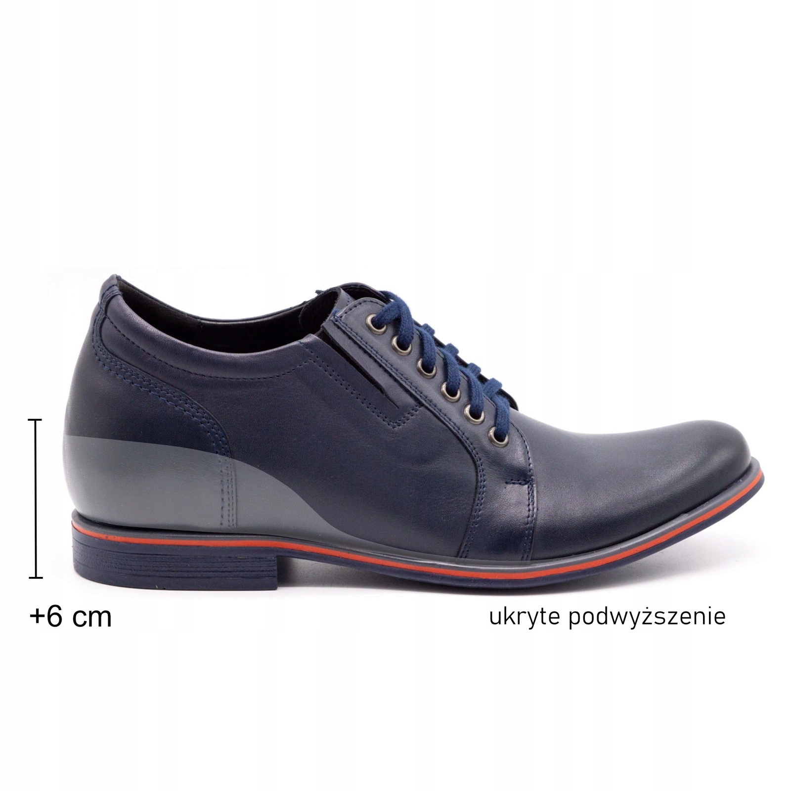 Pánské kožené boty Elegantní Vyvýšené P24 Tmavě modré 6 cm 40