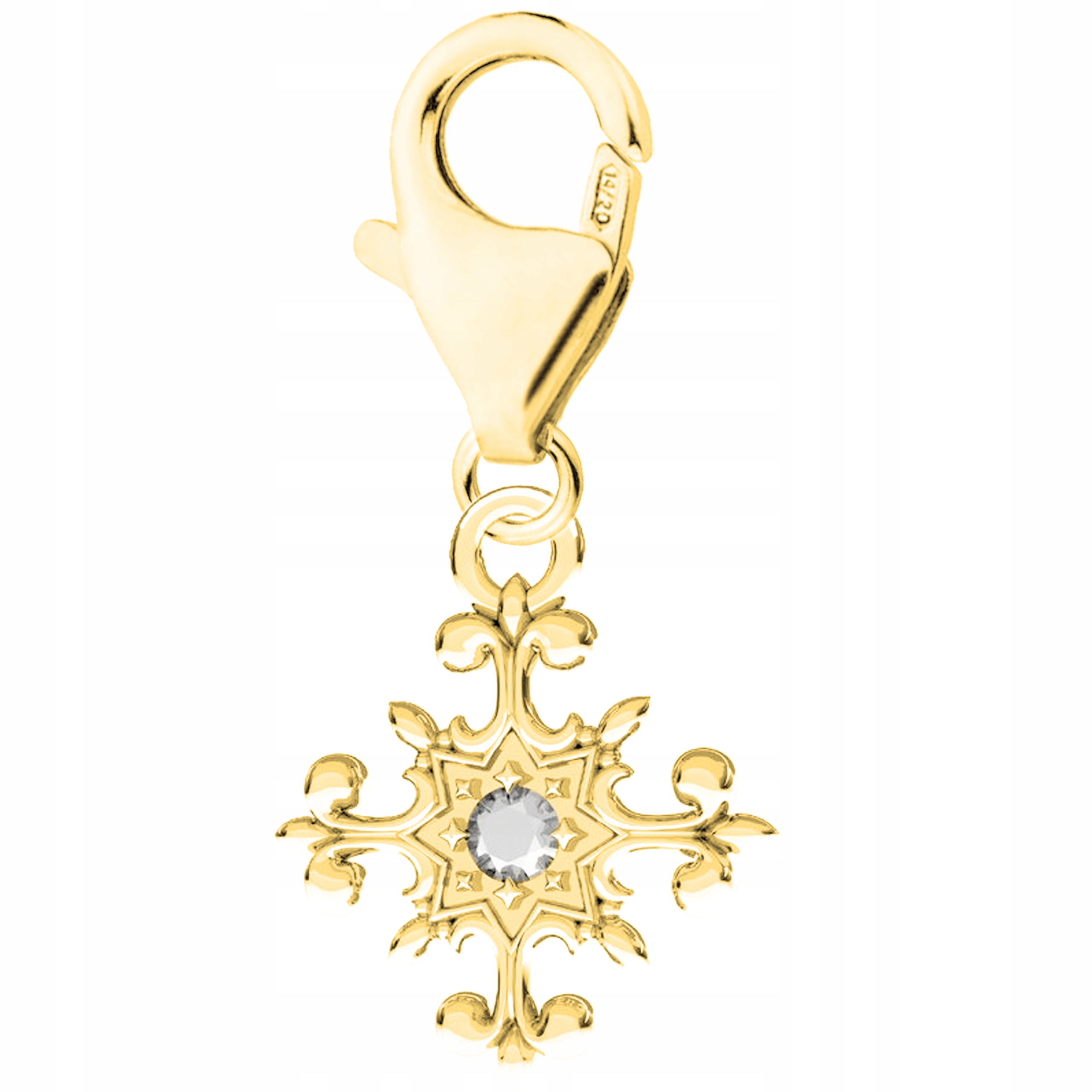 Zlatý přívěsek s křížem Cross Ozdobný kříž Křížek Zirkon Stříbro 925