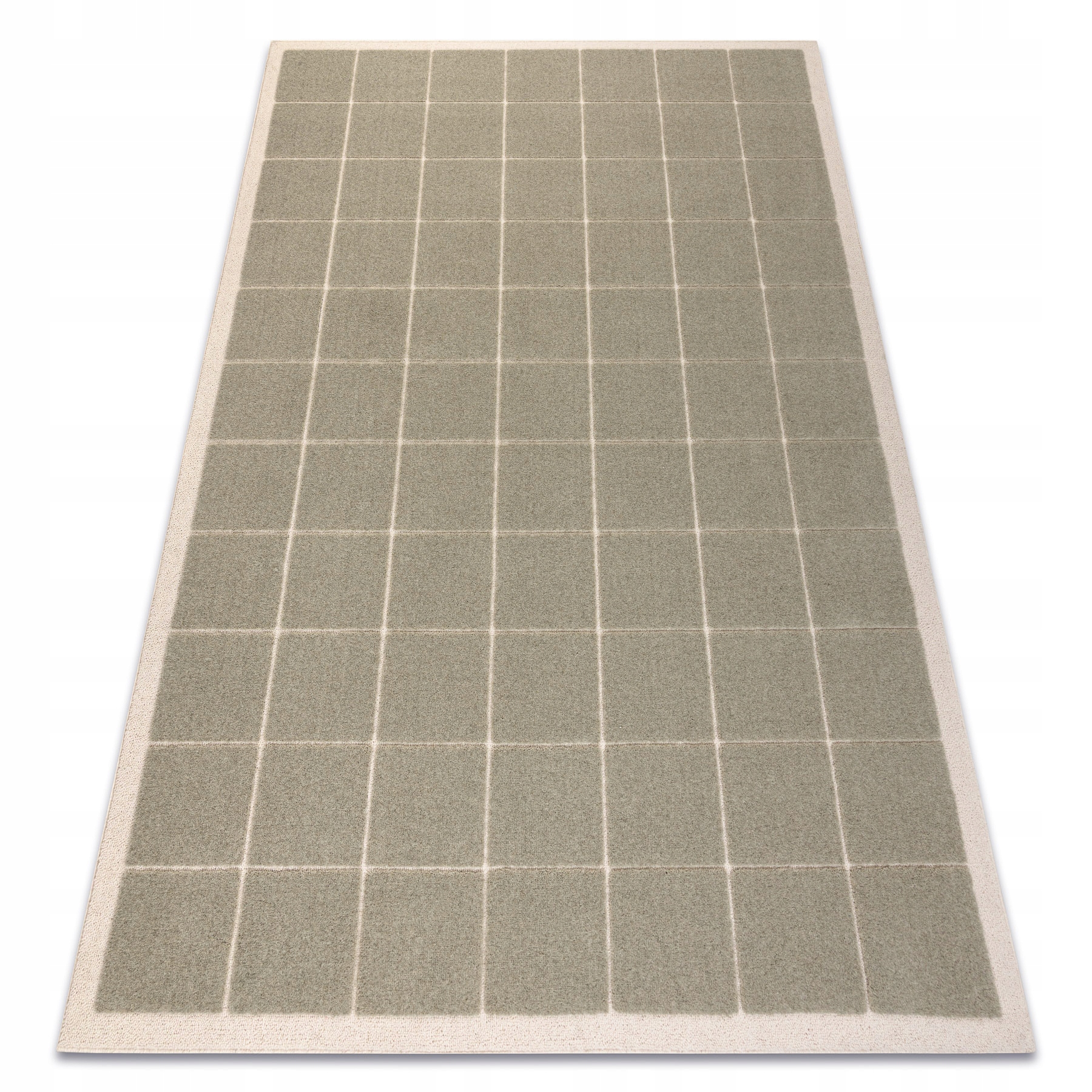 Dywan Salon wełna Geometryczny strukturalny loft zielony Kratka 160x230 cm