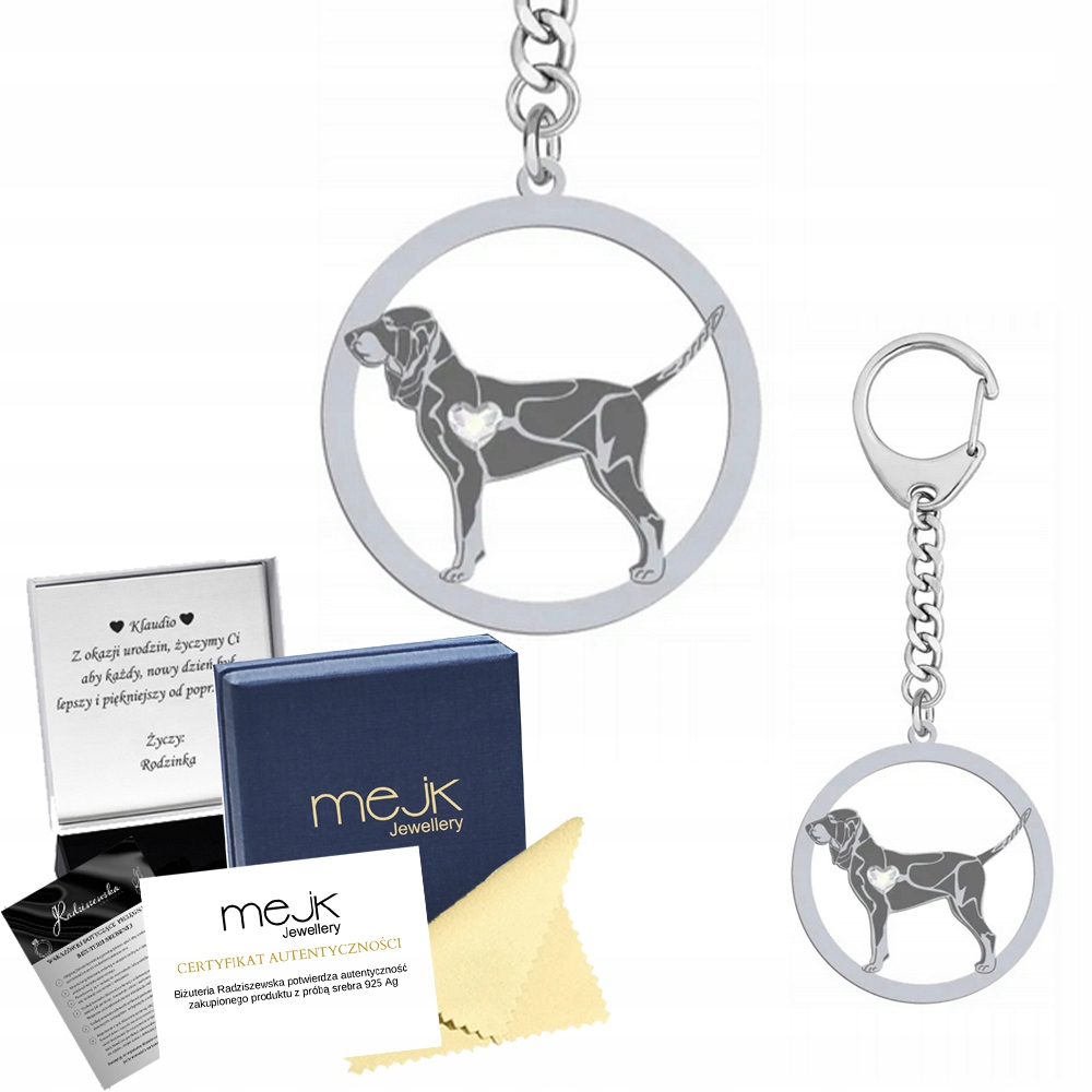 Přívěsek Na Klíče Stříbrný s malým gaskoňským honičem 925 jako Dárek k bižuterii a gravírování