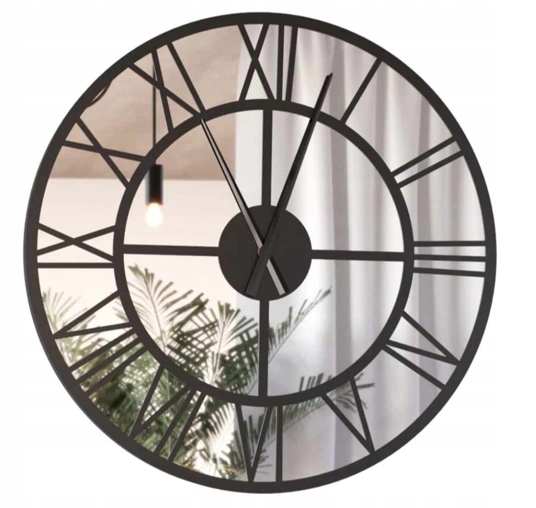 Zegar Ścienny Loft Metalowy Z Lustrem Nowoczesna Elegancja I Styl