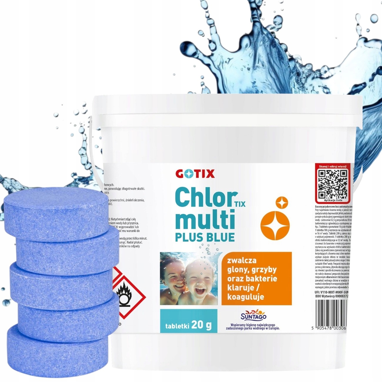 5kg Chlor Do Basenu tabletki multifunkcyjne Niebieskie blue 20g Jacuzzi spa