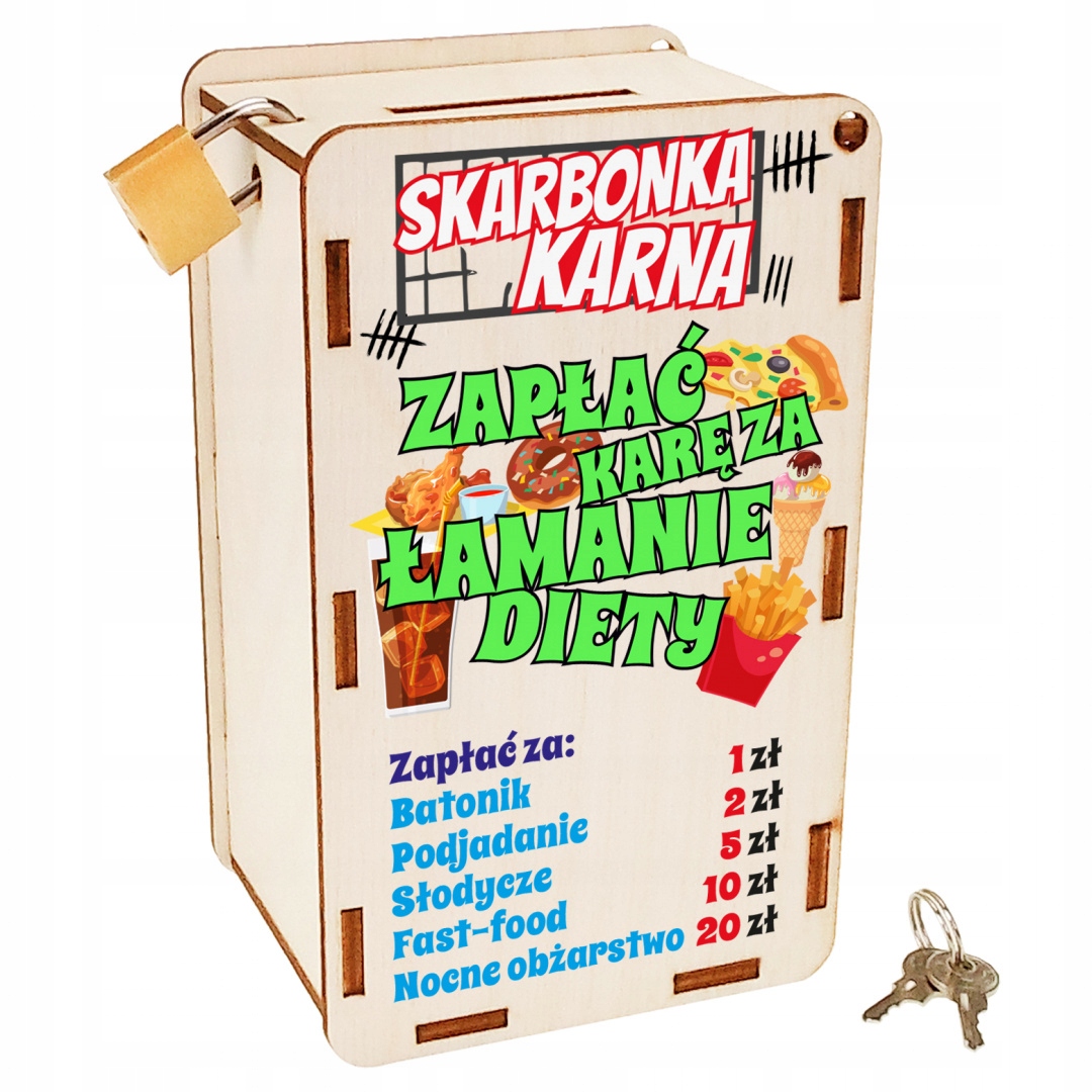 

na urodziny skarbonka kara łamanie diety