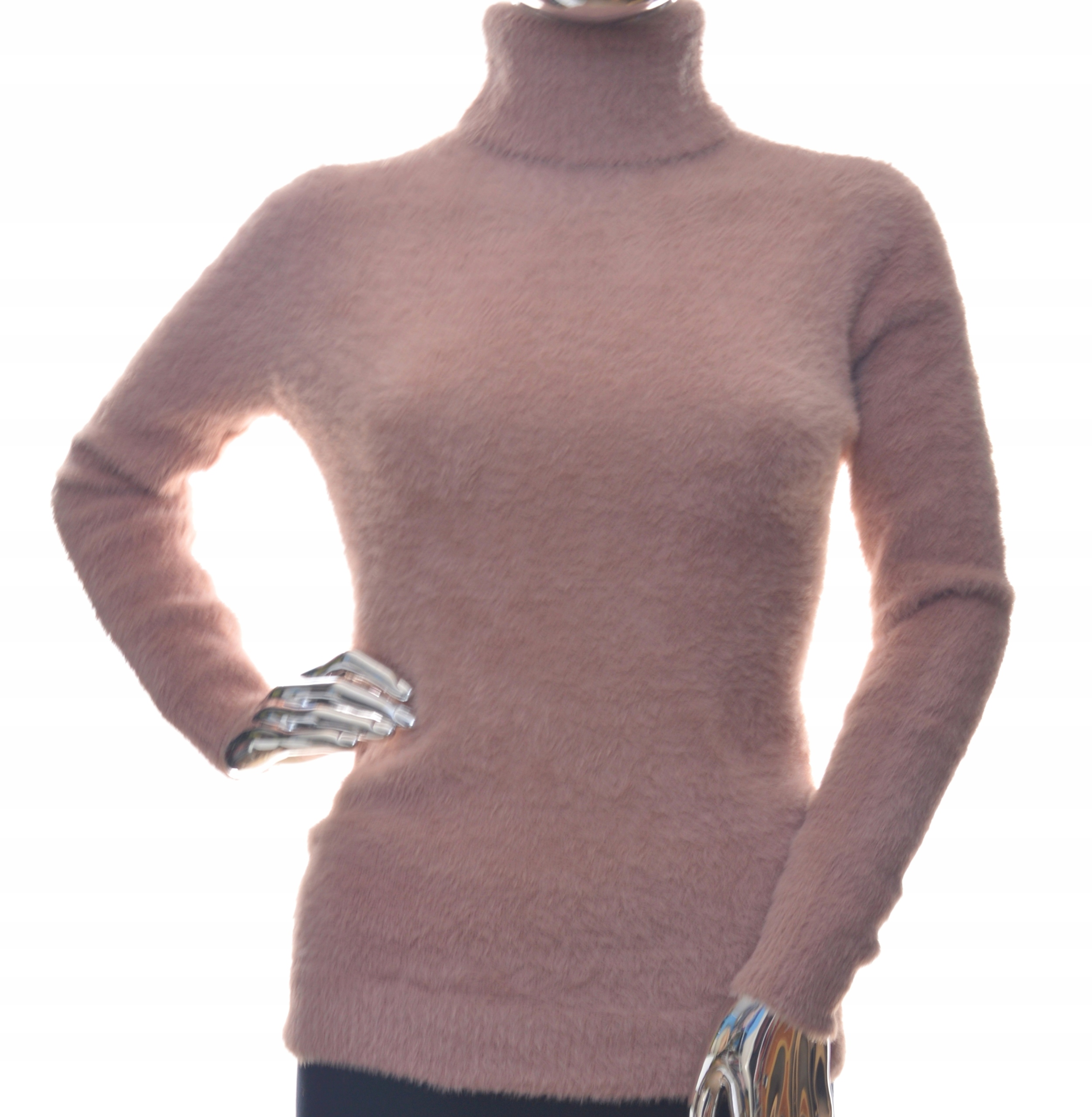 

Damski sweter z golfem golf typu alpaka cappuccino