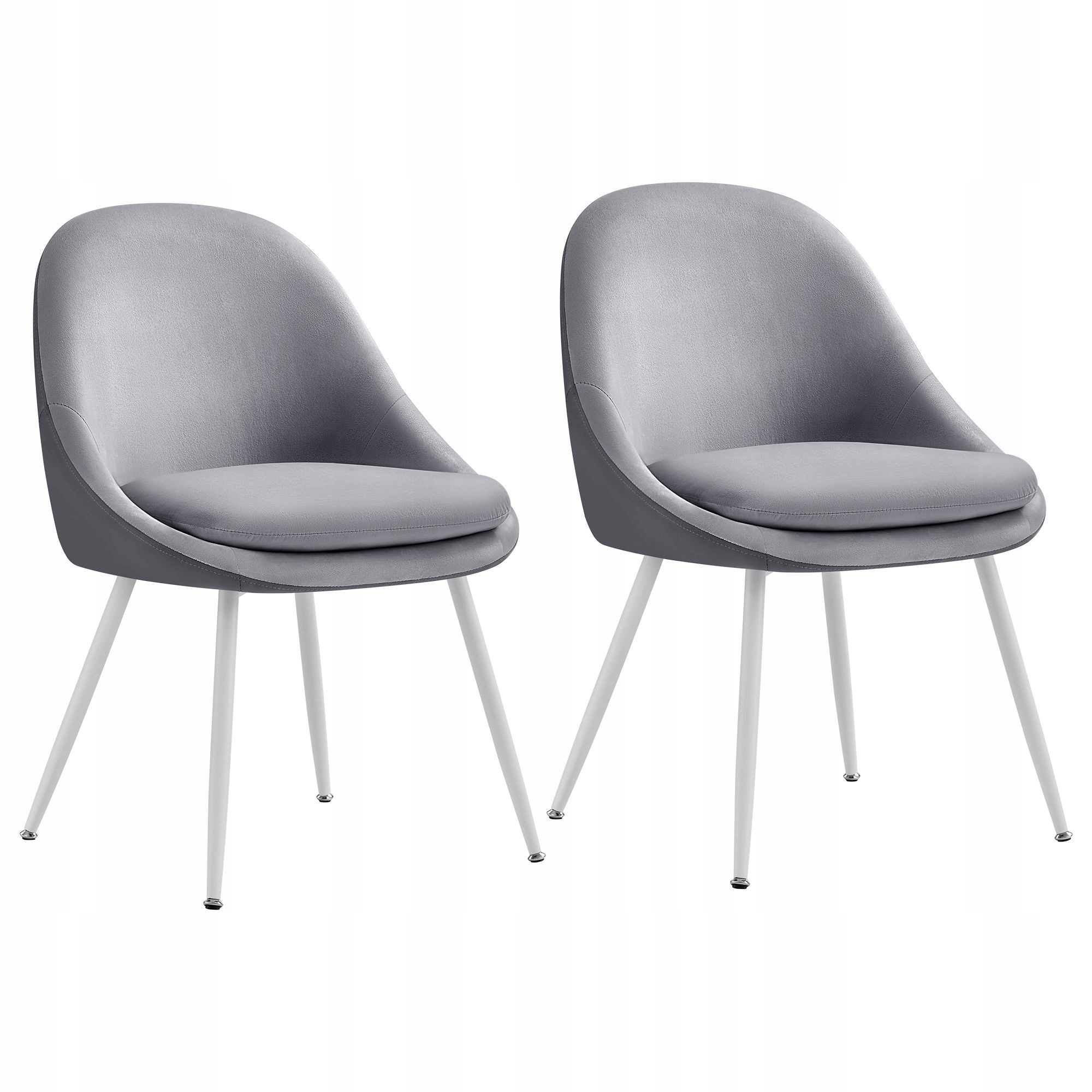 Pohodlné šedé stoličky do obývačky a jedálne, komplet 2 ks, biele oceľové nohy